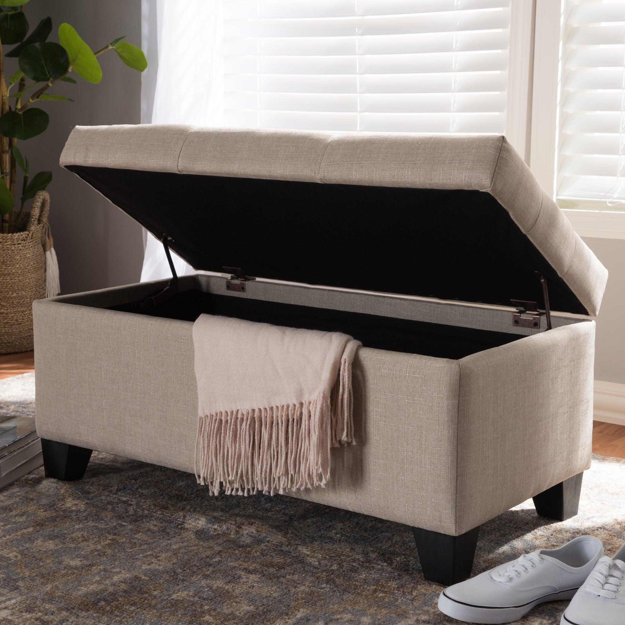 Michaela Modern and Contemporary Fabric Upholstered Storage Ottoman