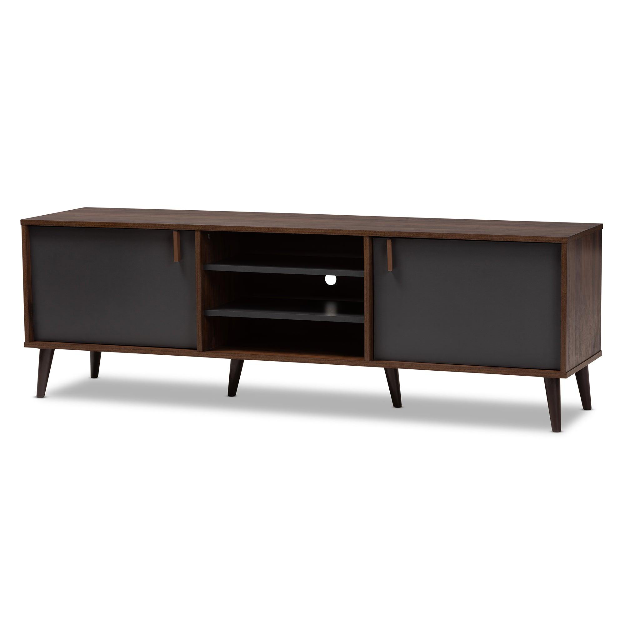 Samuel Mid-Century Modern and Dark Finished TV Stand