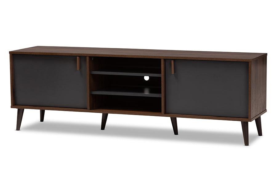 Samuel Mid-Century Modern and Dark Finished TV Stand