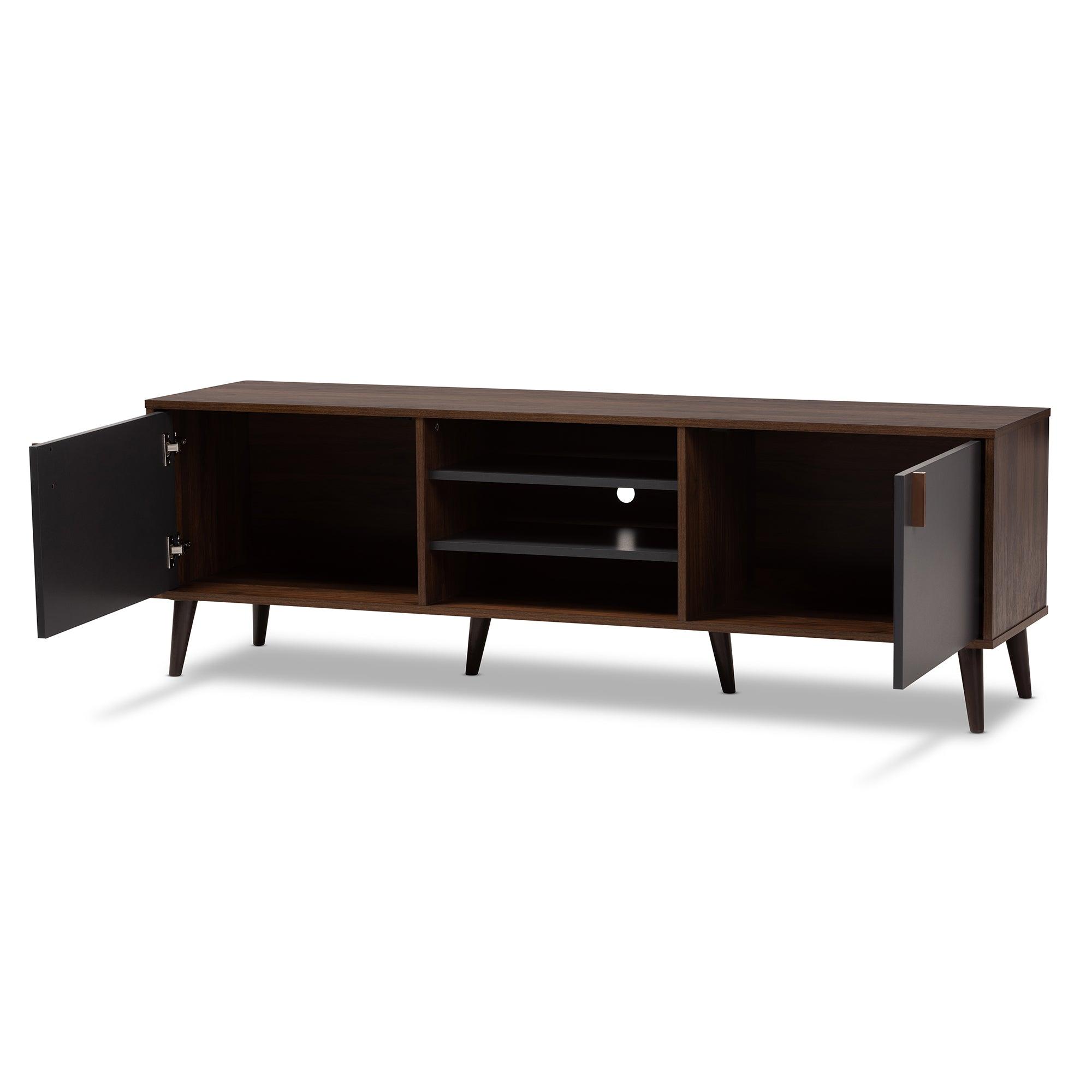 Samuel Mid-Century Modern and Dark Finished TV Stand