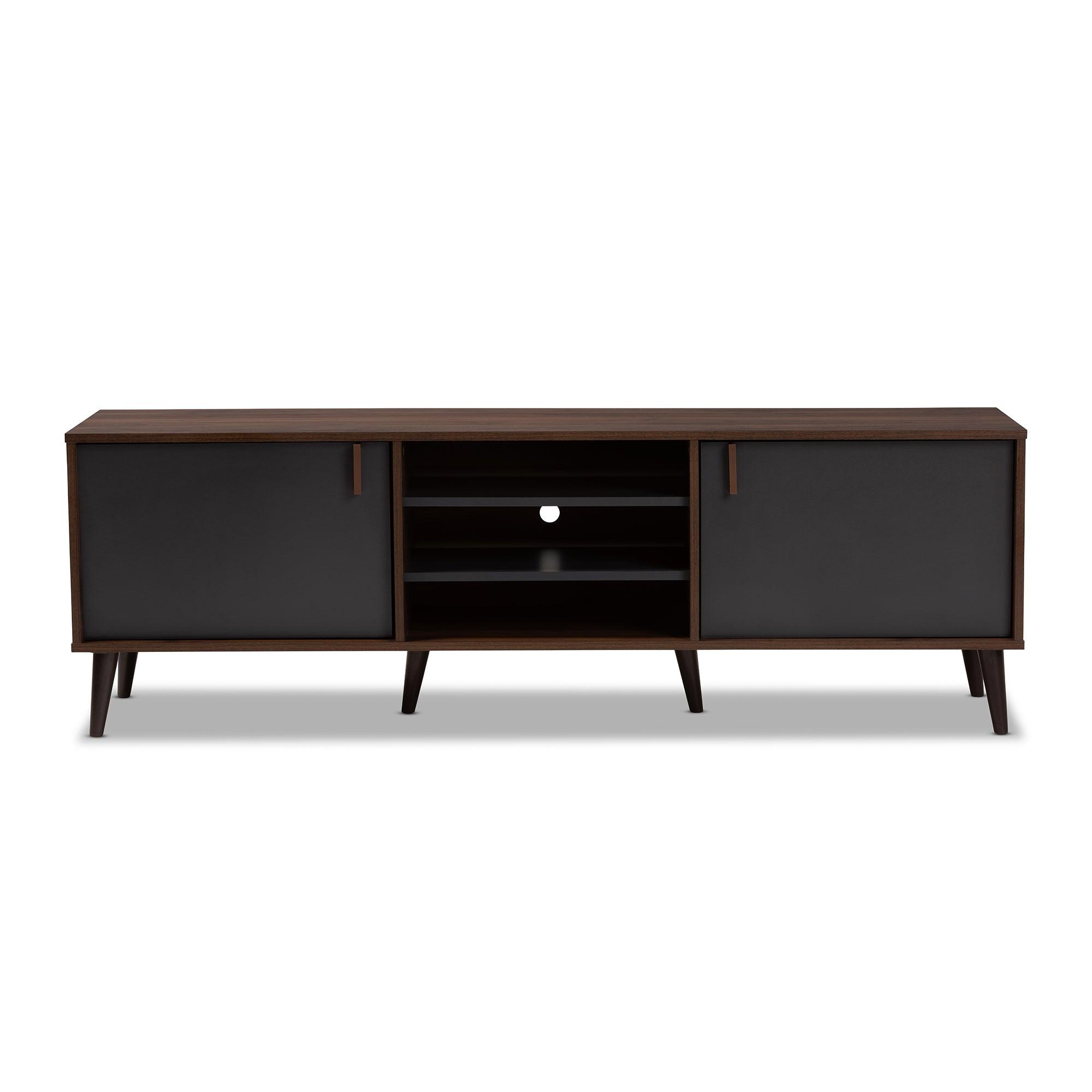 Samuel Mid-Century Modern and Dark Finished TV Stand