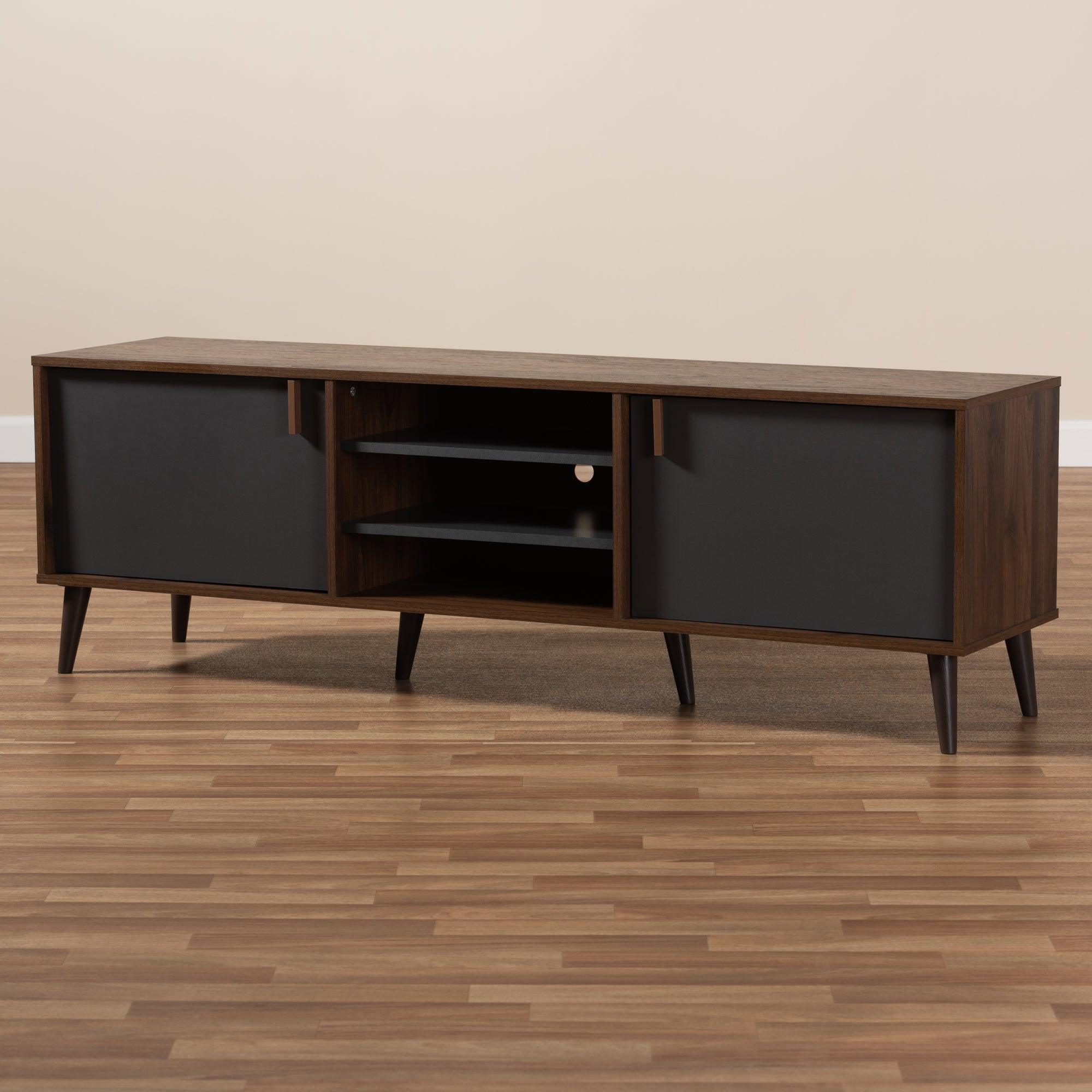 Samuel Mid-Century Modern and Dark Finished TV Stand