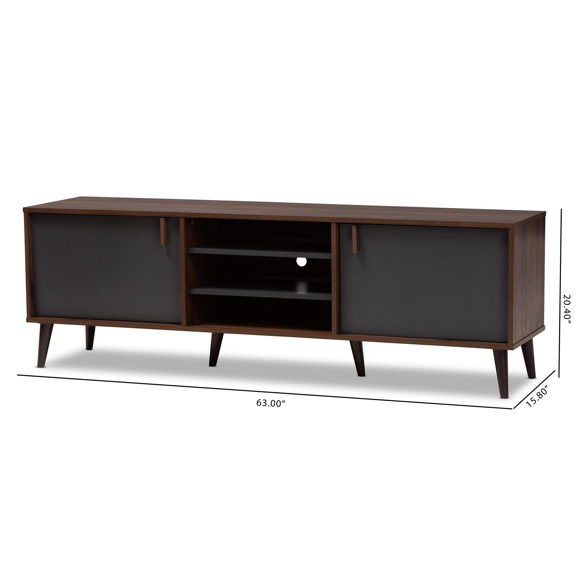 Samuel Mid-Century Modern and Dark Finished TV Stand