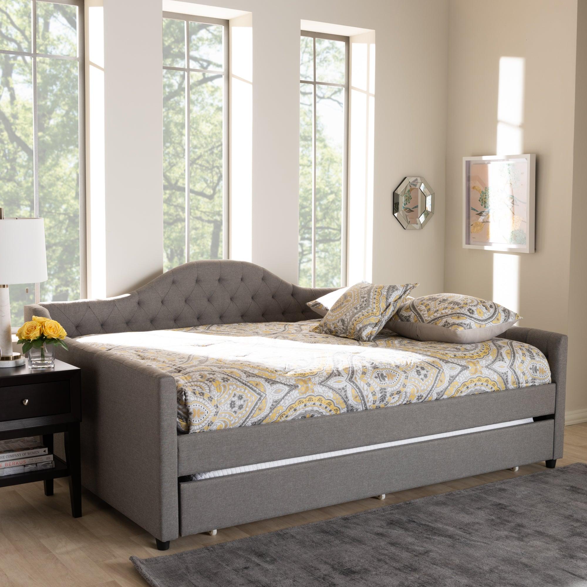 Eliza Modern and Contemporary Fabric Upholstered Daybed with Trundle