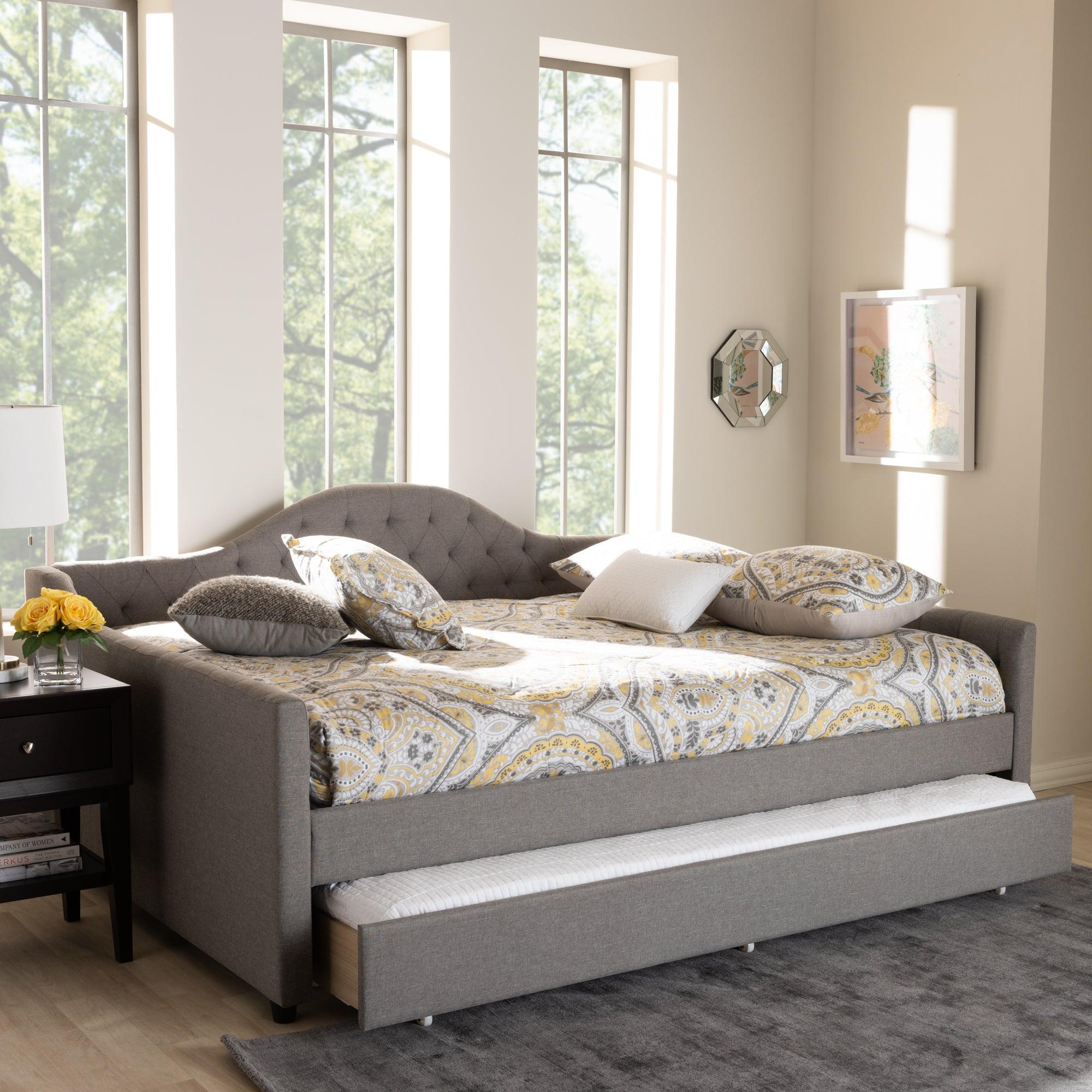 Eliza Modern and Contemporary Fabric Upholstered Daybed with Trundle