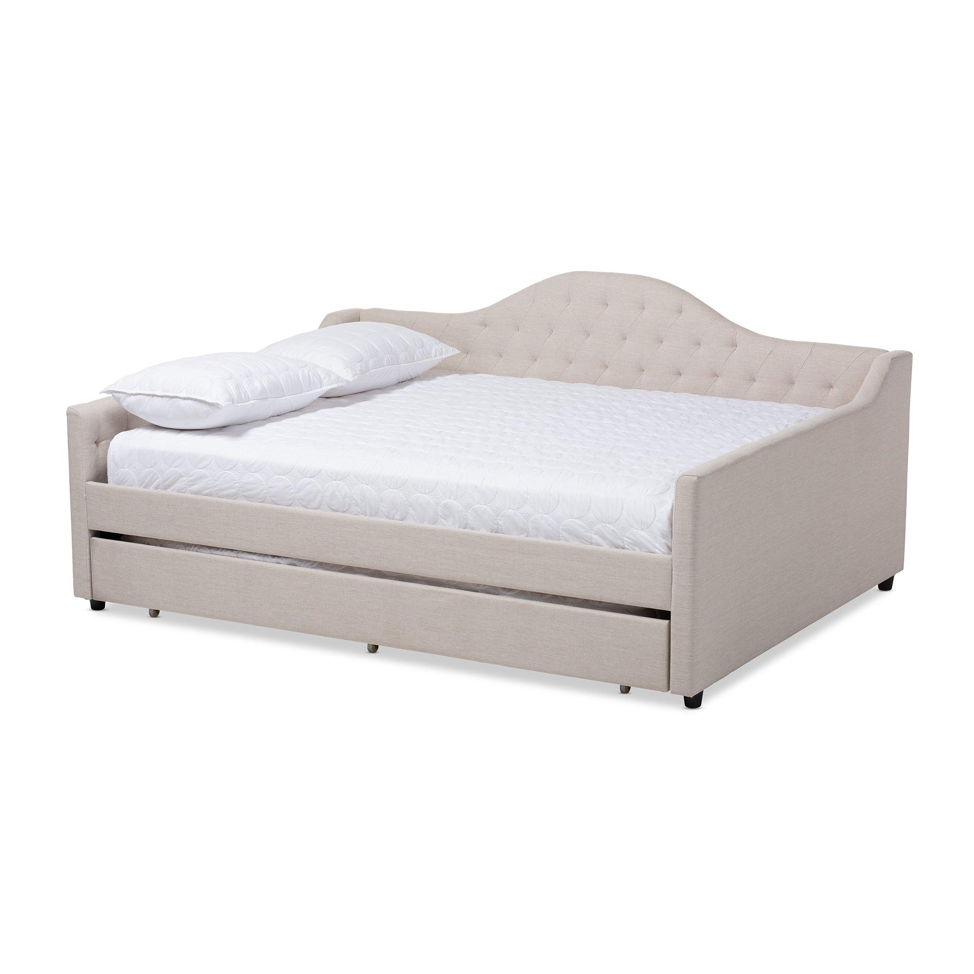 Eliza Modern and Contemporary Light Fabric Upholstered Daybed with Trundle