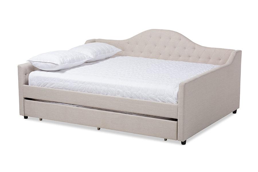 Eliza Modern and Contemporary Light Fabric Upholstered Daybed with Trundle