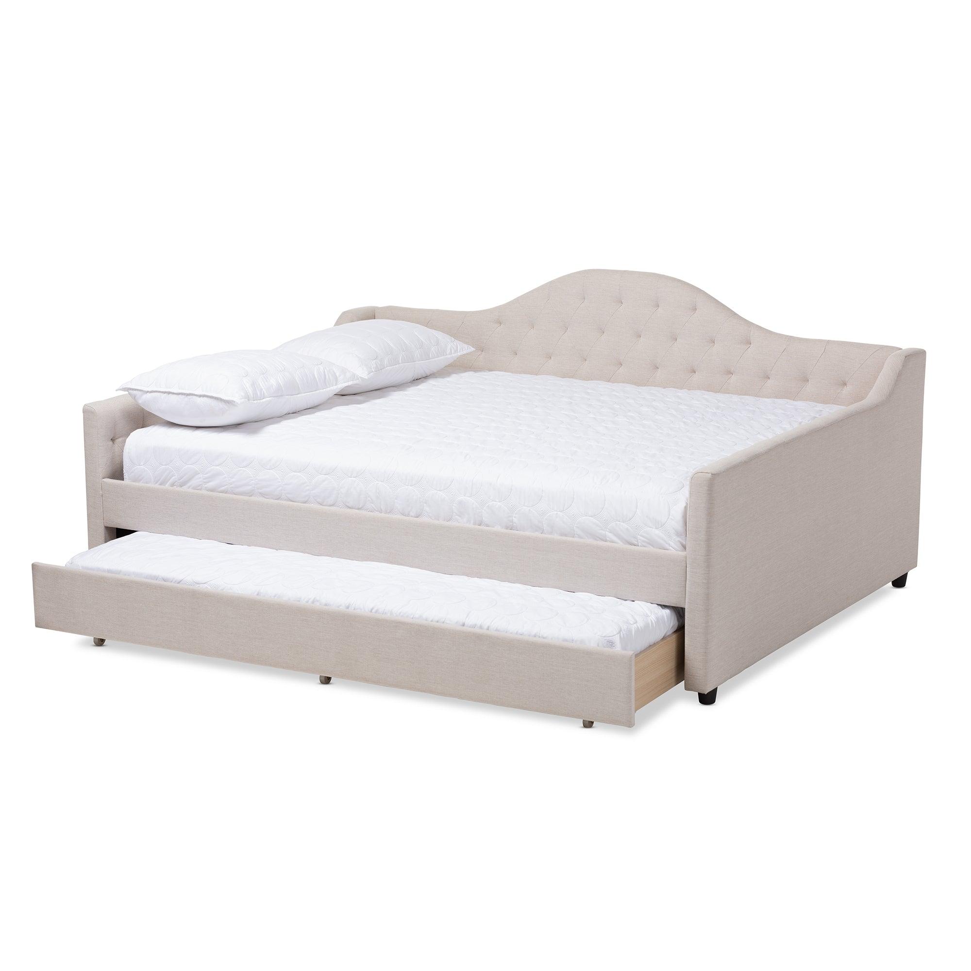 Eliza Modern and Contemporary Light Fabric Upholstered Daybed with Trundle