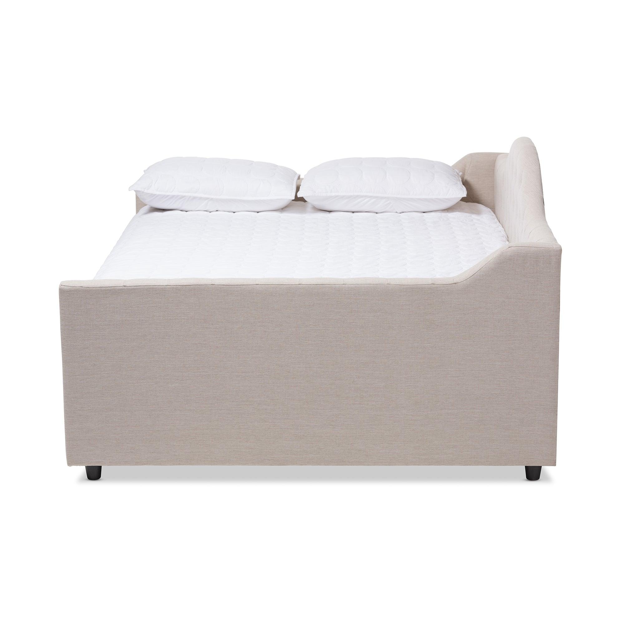 Eliza Modern and Contemporary Light Fabric Upholstered Daybed with Trundle