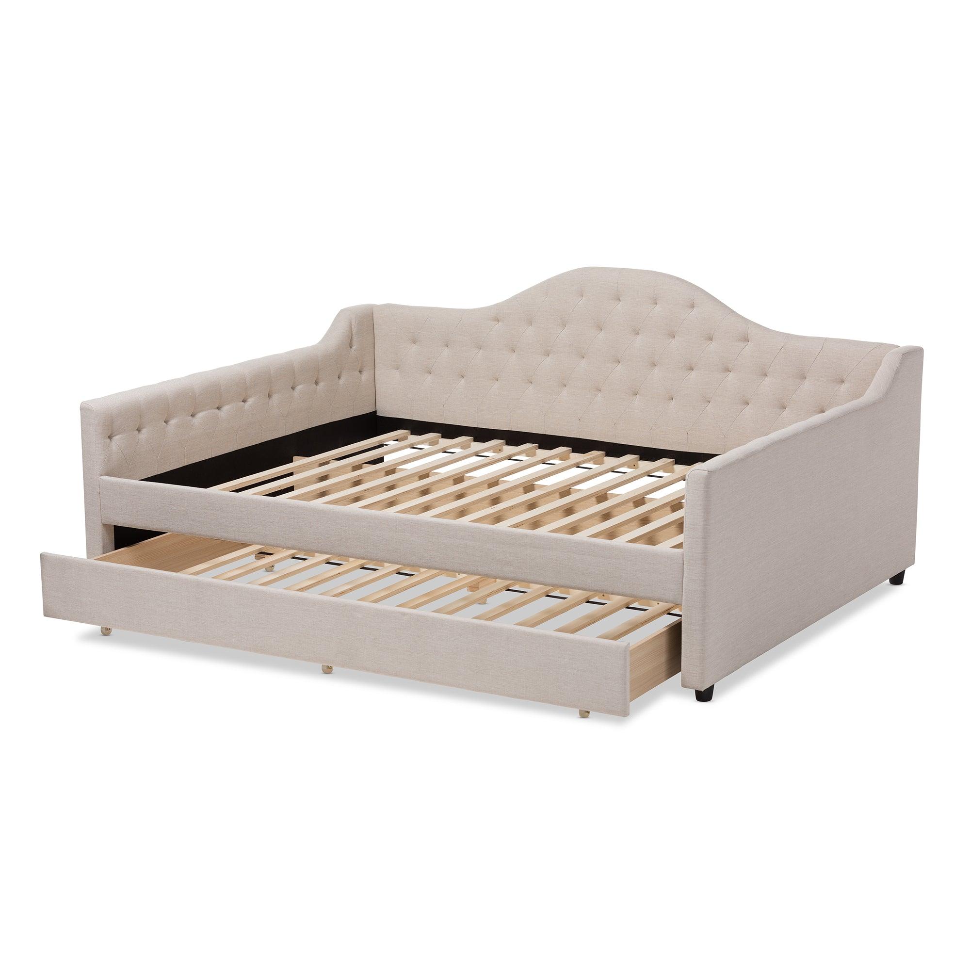 Eliza Modern and Contemporary Light Fabric Upholstered Daybed with Trundle