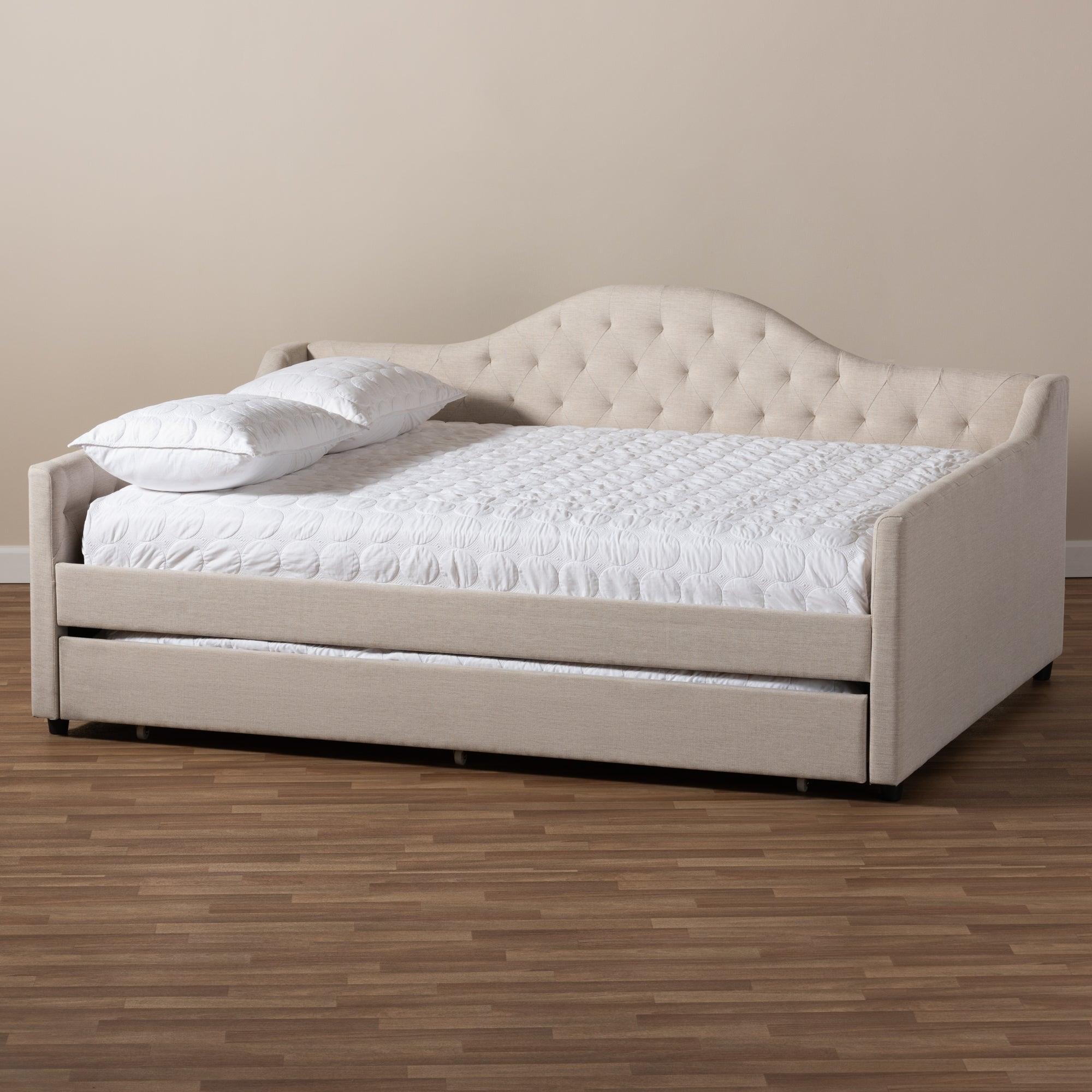 Eliza Modern and Contemporary Light Fabric Upholstered Daybed with Trundle