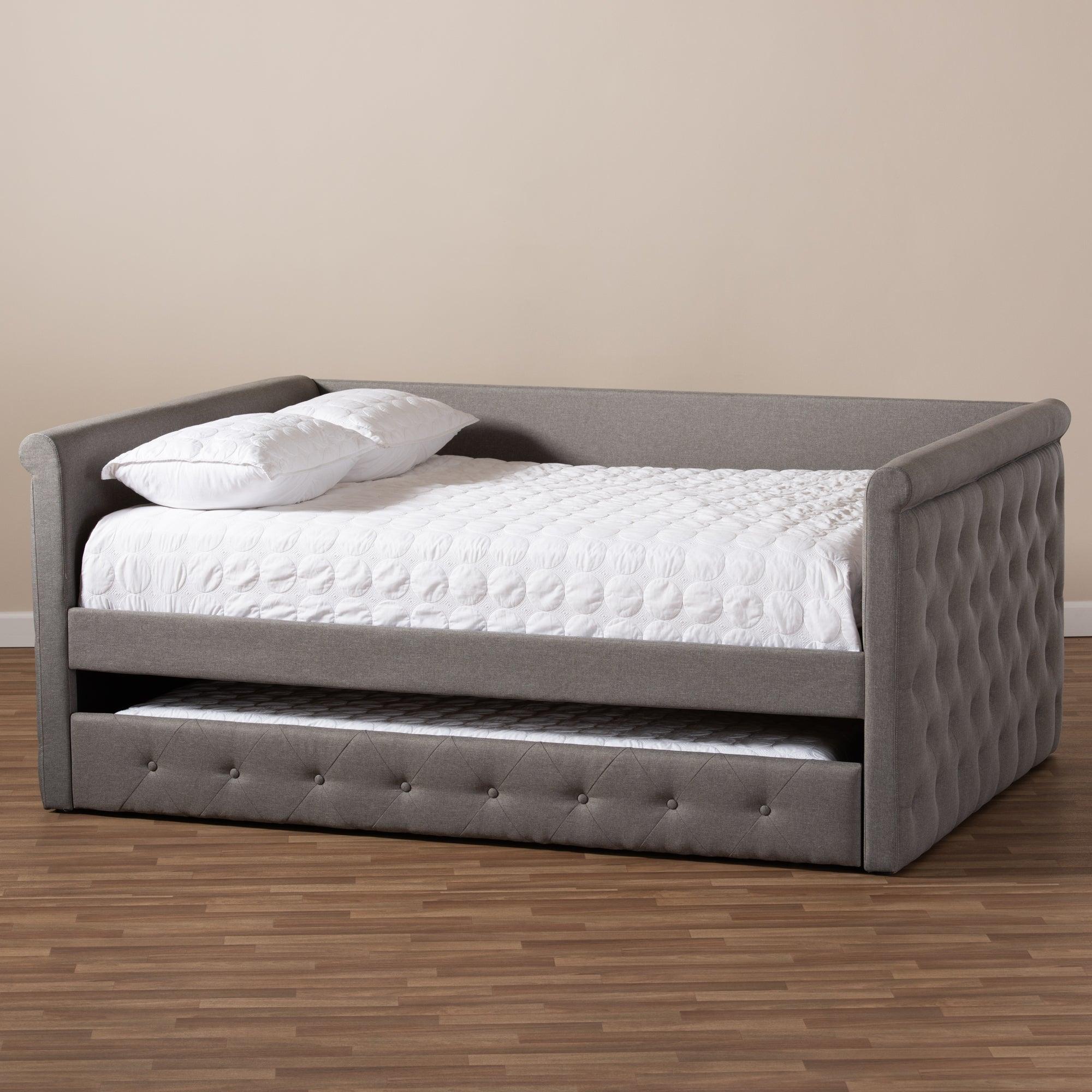 Alena Modern and Contemporary Fabric Upholstered Daybed with Trundle