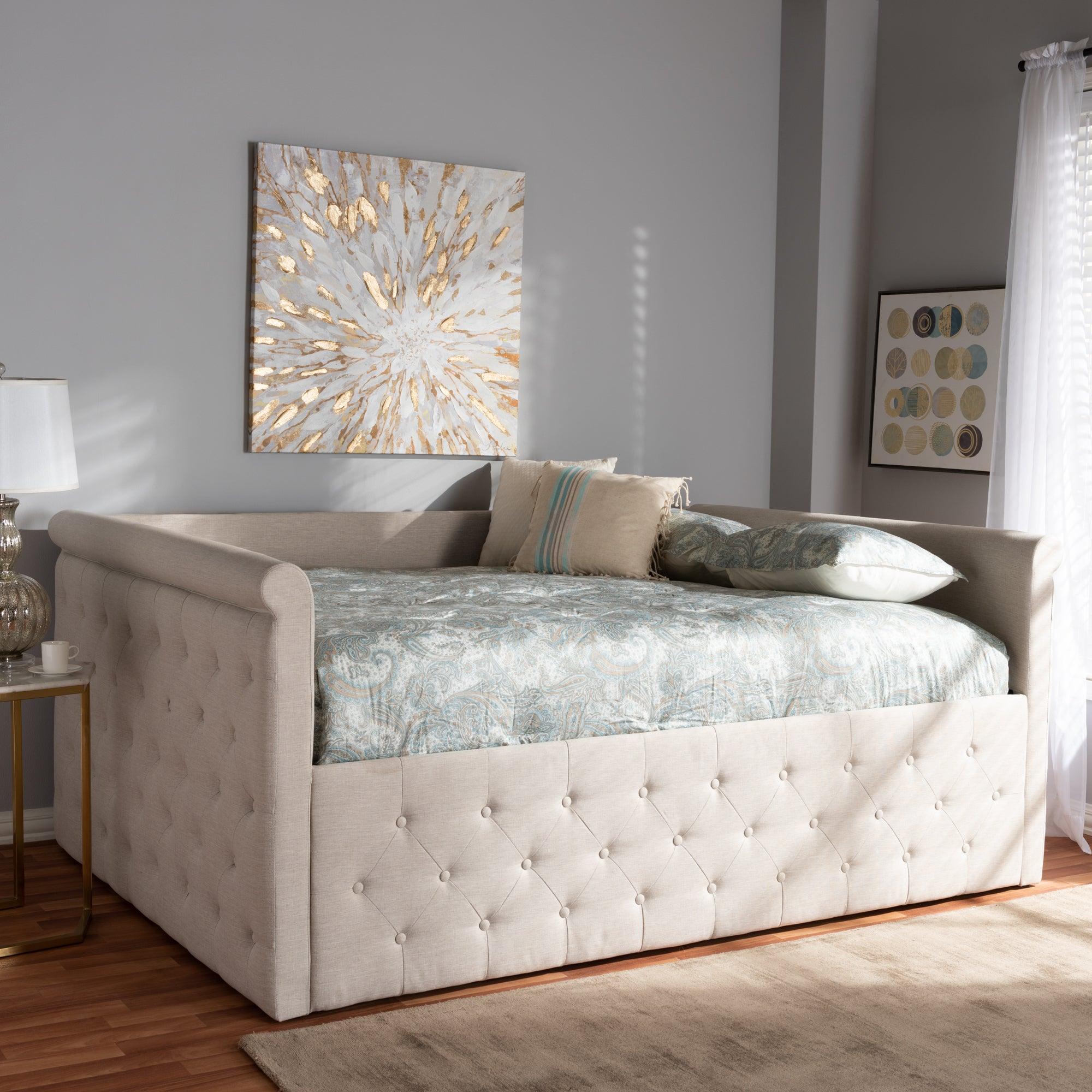 Amaya Modern and Contemporary Light Fabric Upholstered Daybed