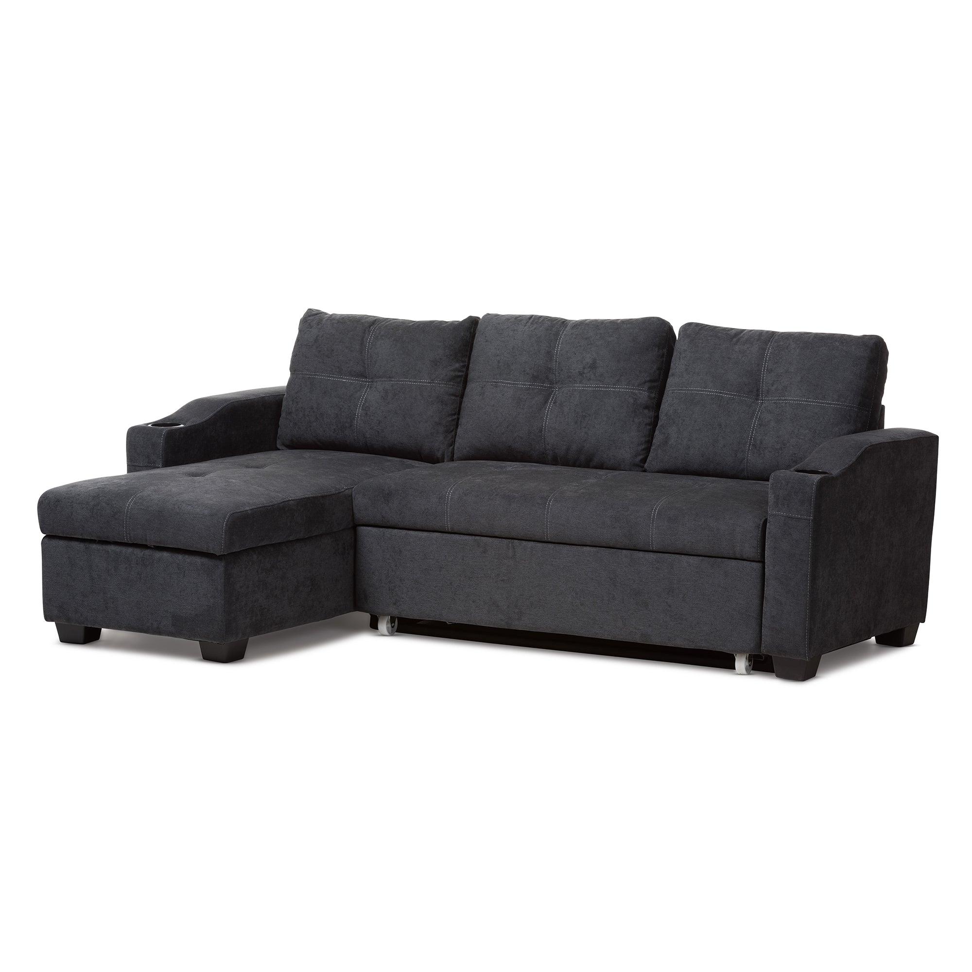 Lianna Modern and Contemporary Dark Fabric Upholstered Sectional Sofa