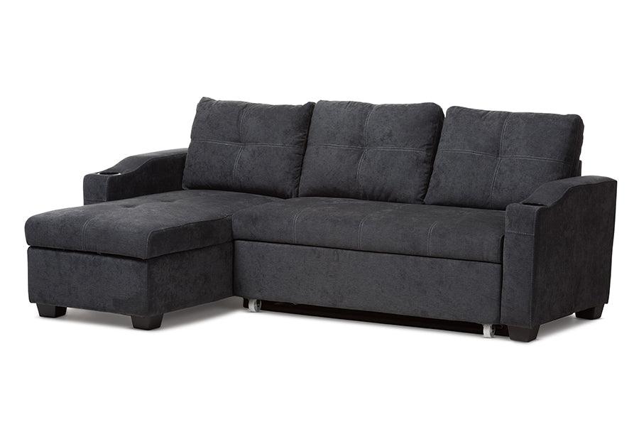 Lianna Modern and Contemporary Dark Fabric Upholstered Sectional Sofa