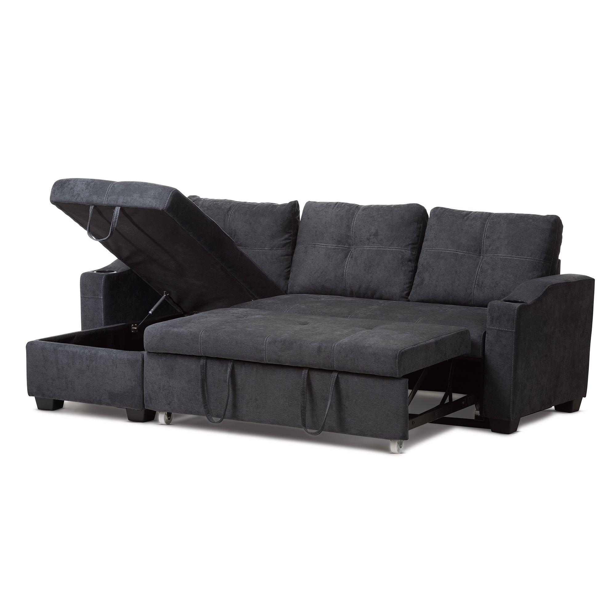 Lianna Modern and Contemporary Dark Fabric Upholstered Sectional Sofa