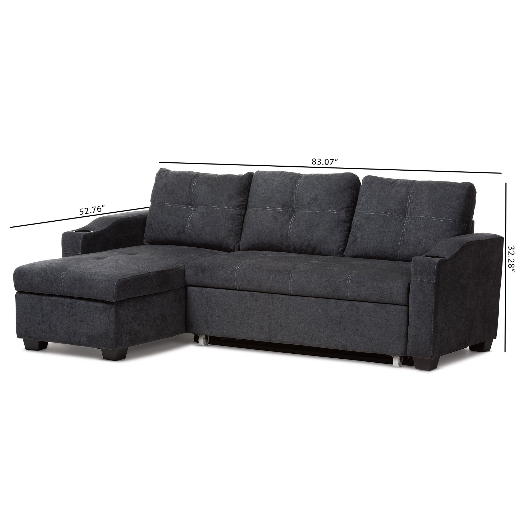 Lianna Modern and Contemporary Dark Fabric Upholstered Sectional Sofa