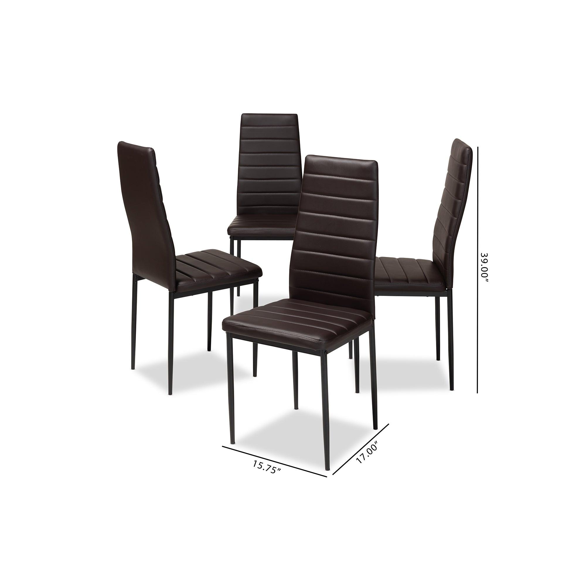 Armand Modern and Contemporary Faux Leather Upholstered Dining Chair (Set of 4)