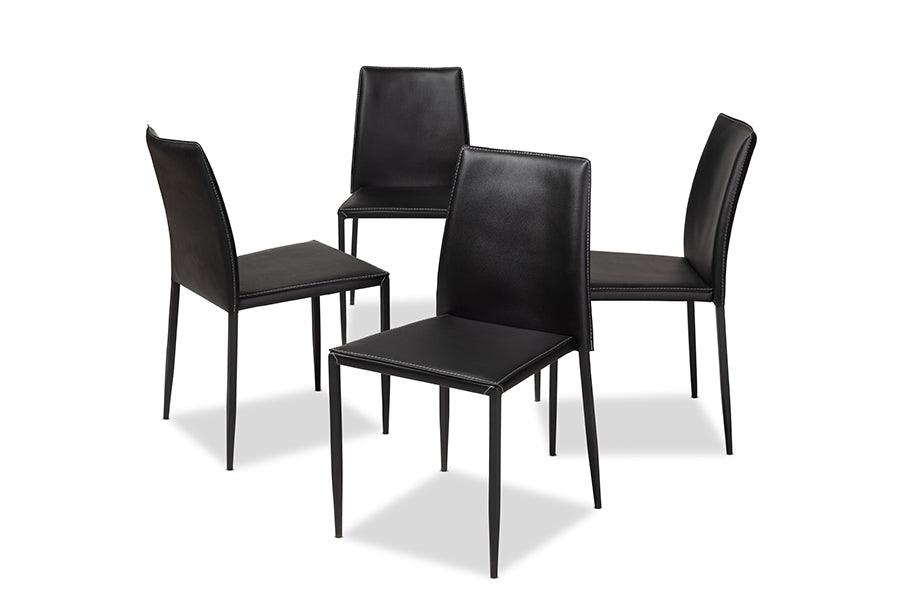 Pascha Modern and Contemporary Faux Leather Upholstered Dining Chair (Set of 4)