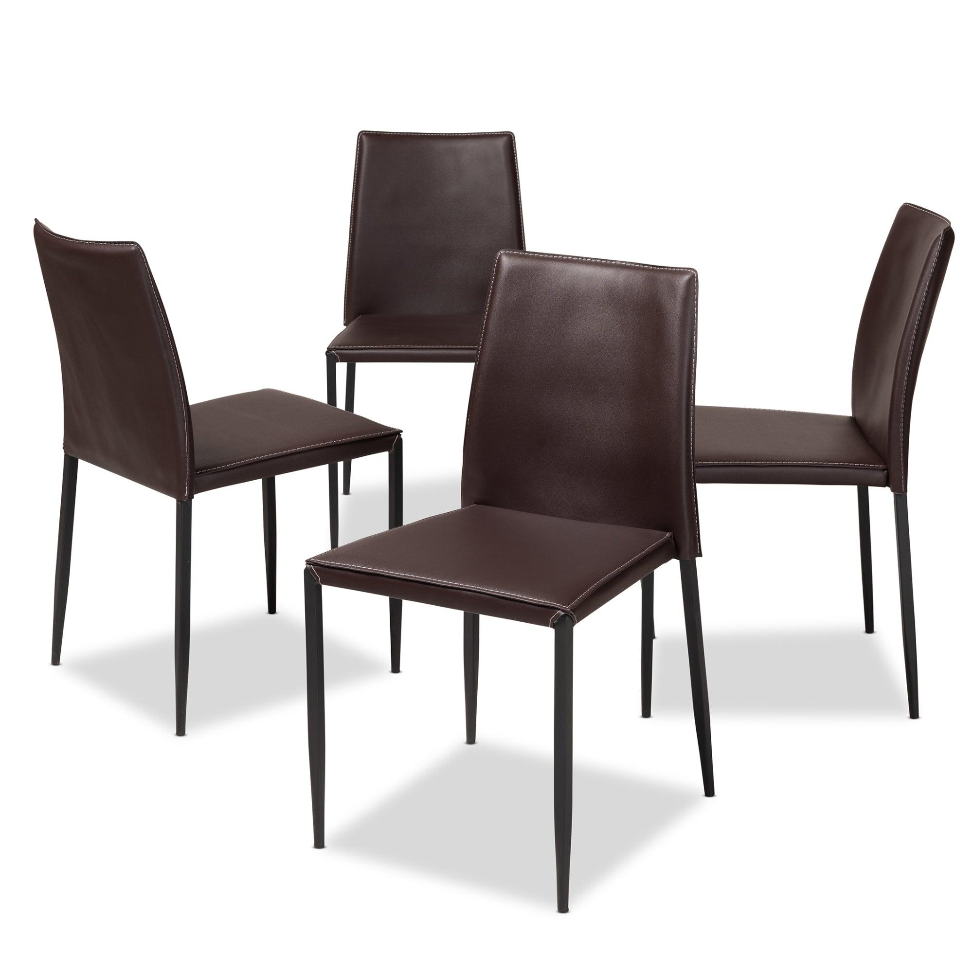 Pascha Modern and Contemporary Faux Leather Upholstered Dining Chair (Set of 4)