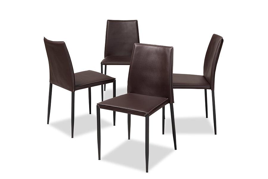 Pascha Modern and Contemporary Faux Leather Upholstered Dining Chair (Set of 4)