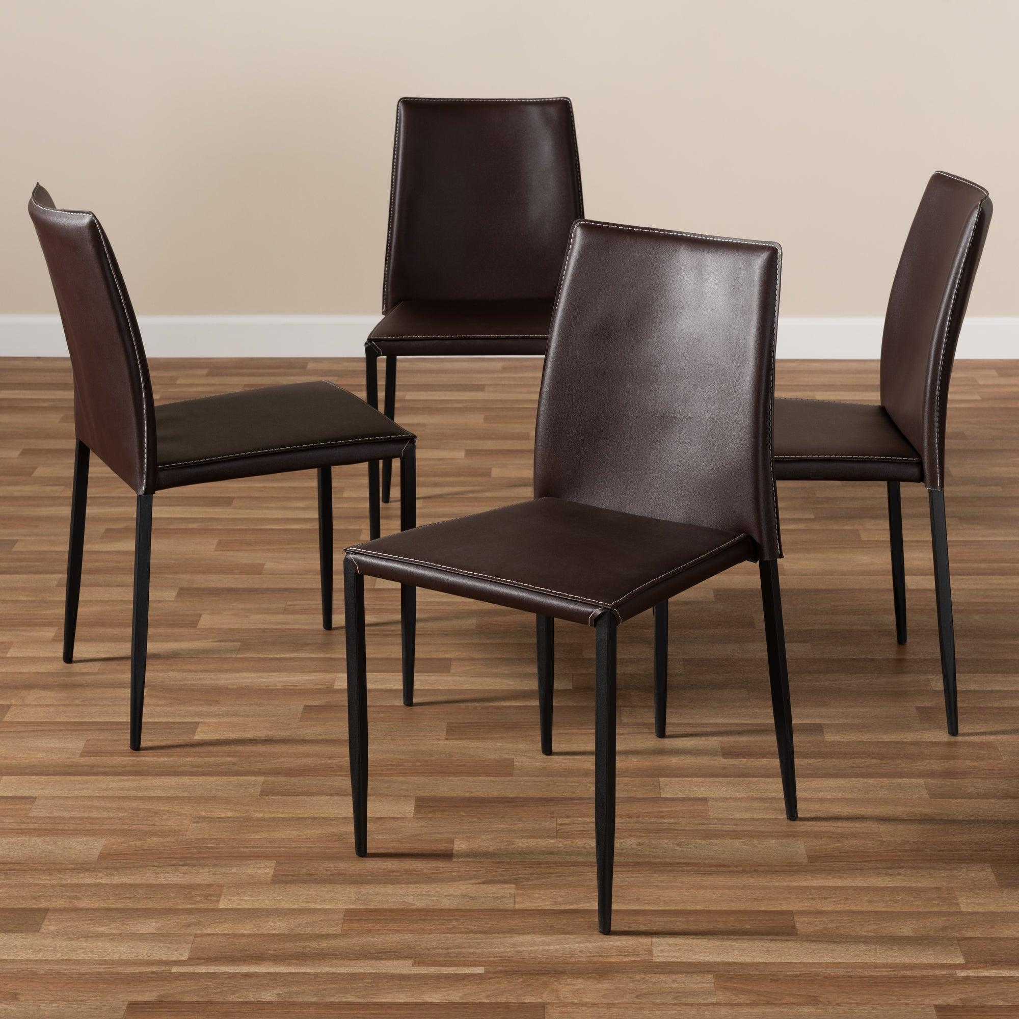 Pascha Modern and Contemporary Faux Leather Upholstered Dining Chair (Set of 4)