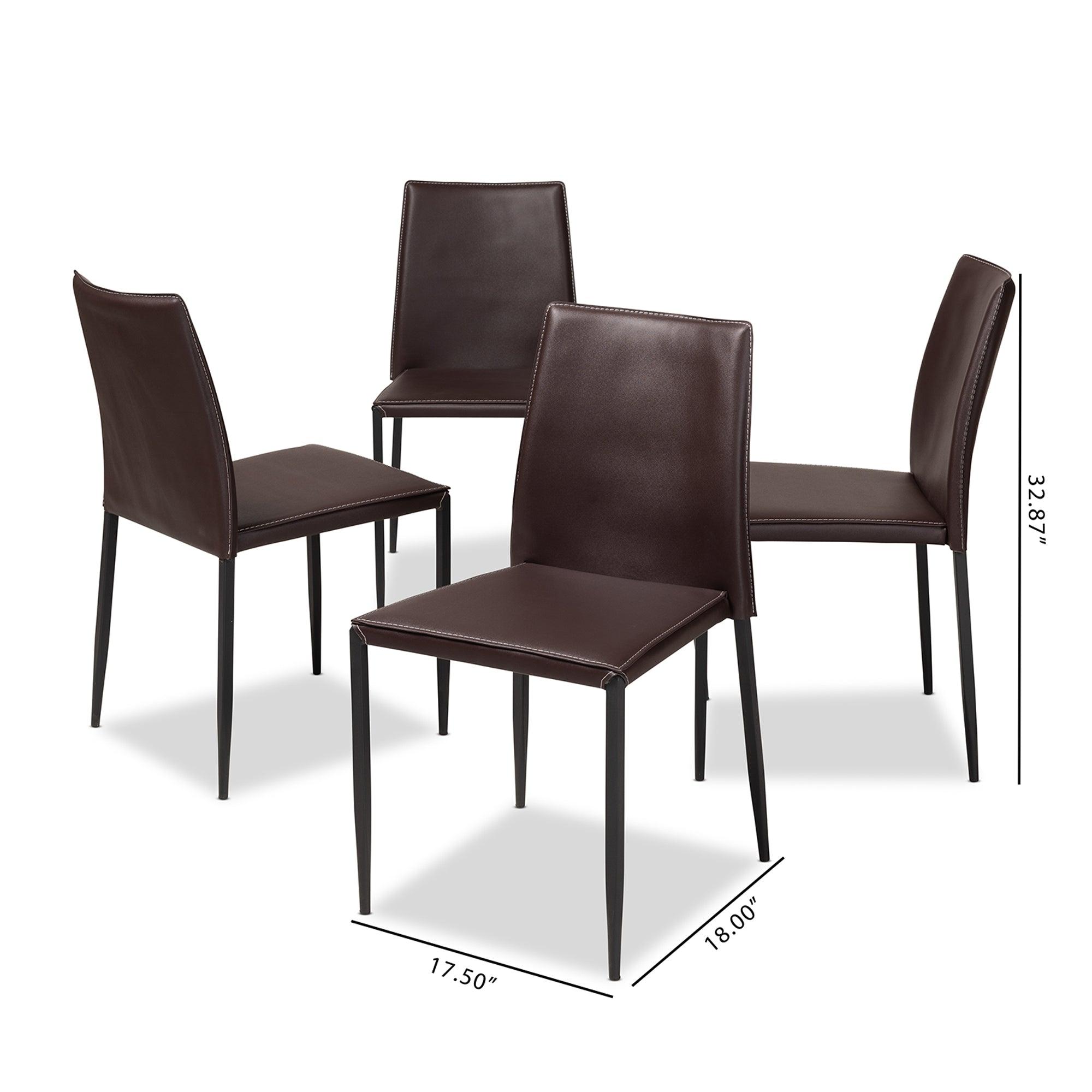 Pascha Modern and Contemporary Faux Leather Upholstered Dining Chair (Set of 4)