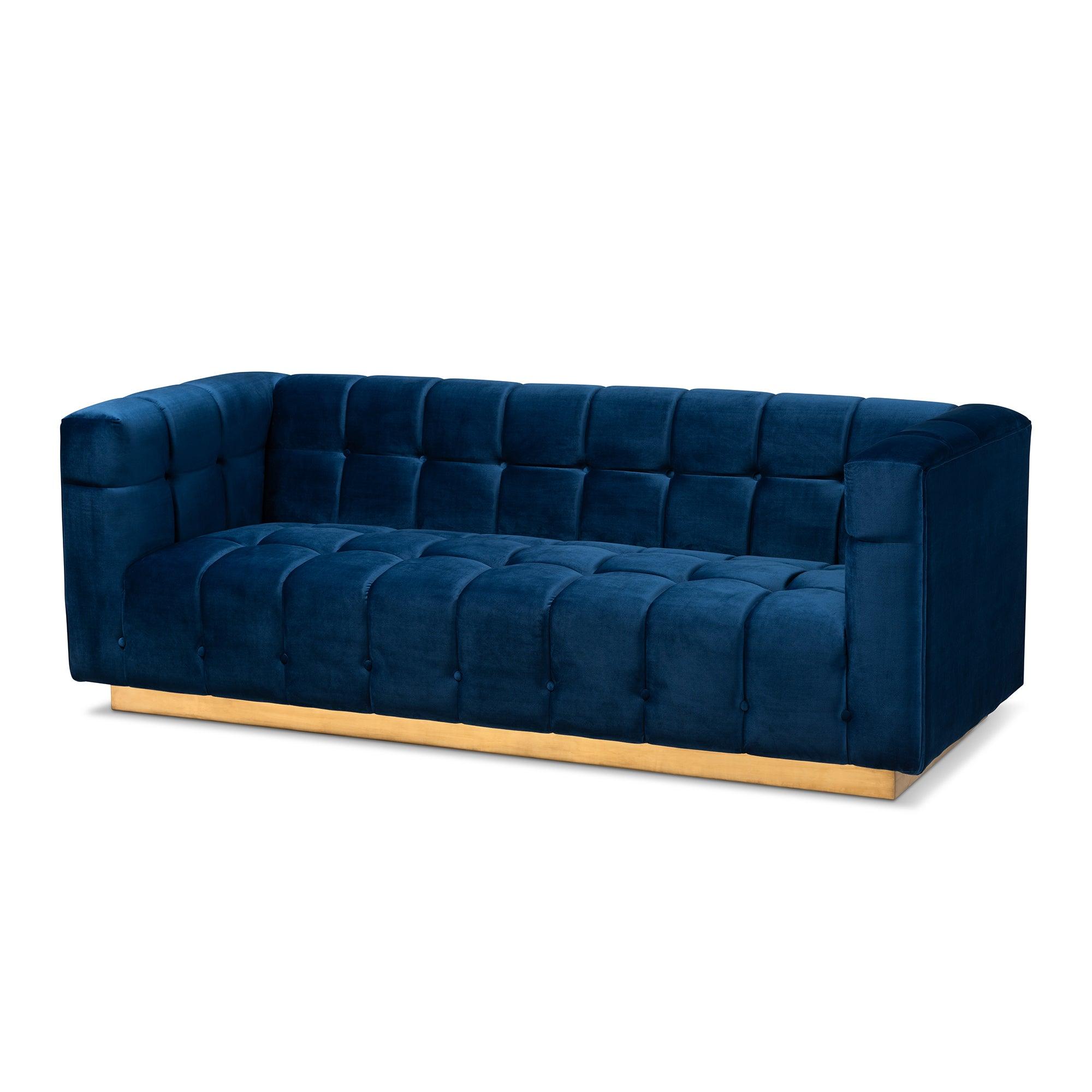 Loreto Glam and Luxe Velvet Fabric Upholstered Brushed Finished Sofa