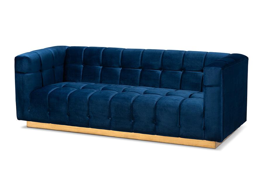 Loreto Glam and Luxe Velvet Fabric Upholstered Brushed Finished Sofa