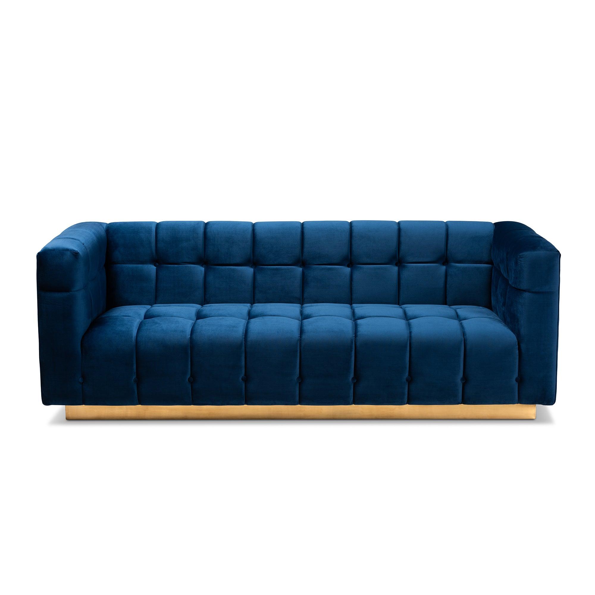 Loreto Glam and Luxe Velvet Fabric Upholstered Brushed Finished Sofa