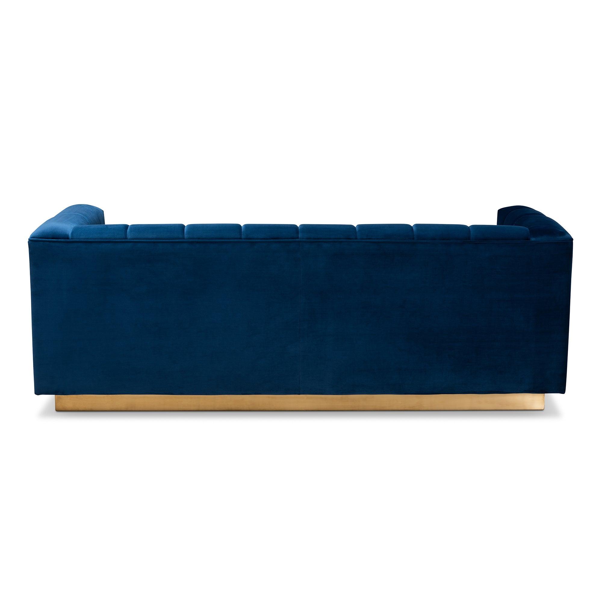 Loreto Glam and Luxe Velvet Fabric Upholstered Brushed Finished Sofa