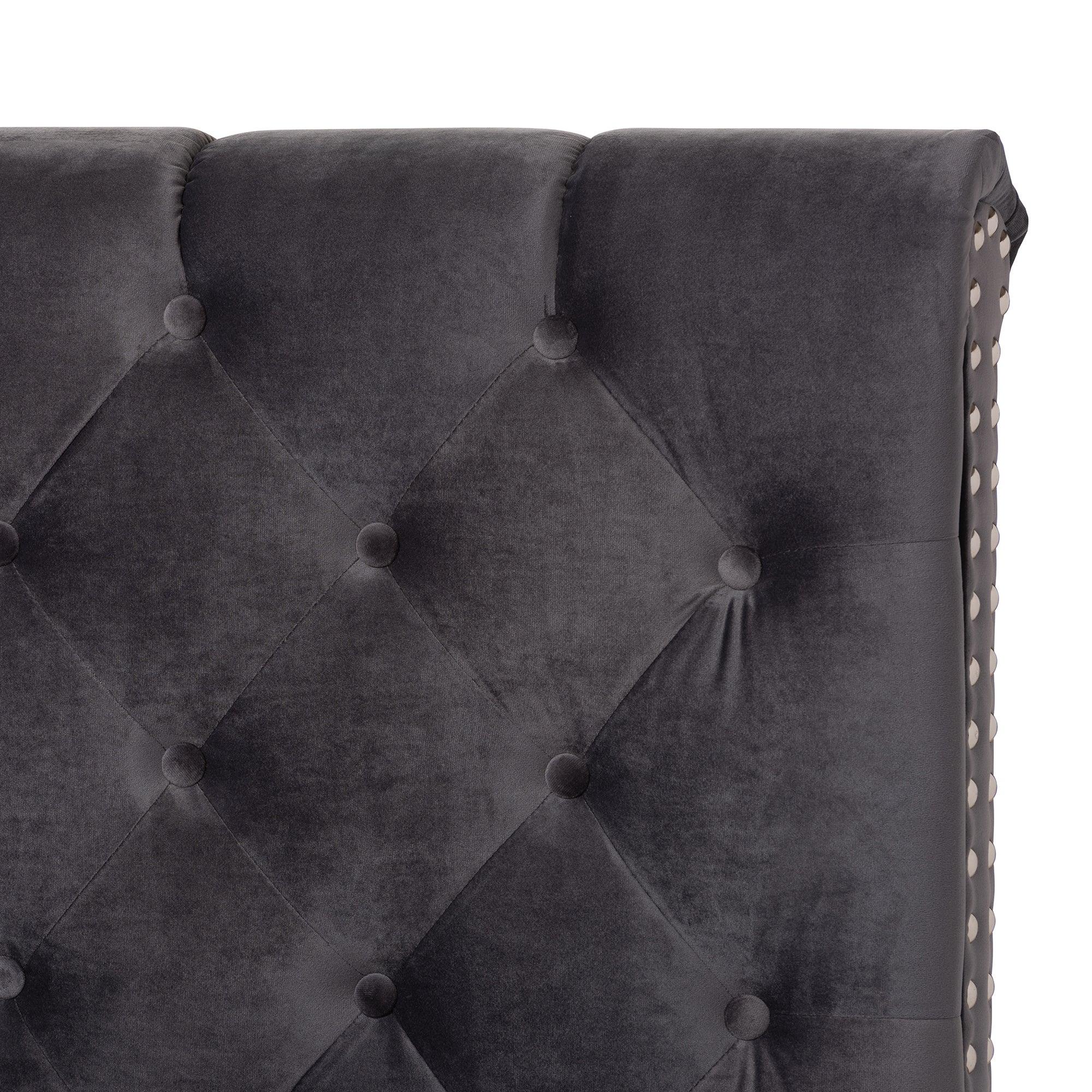 Candace Luxe and Glamour Dark Velvet Upholstered Bed