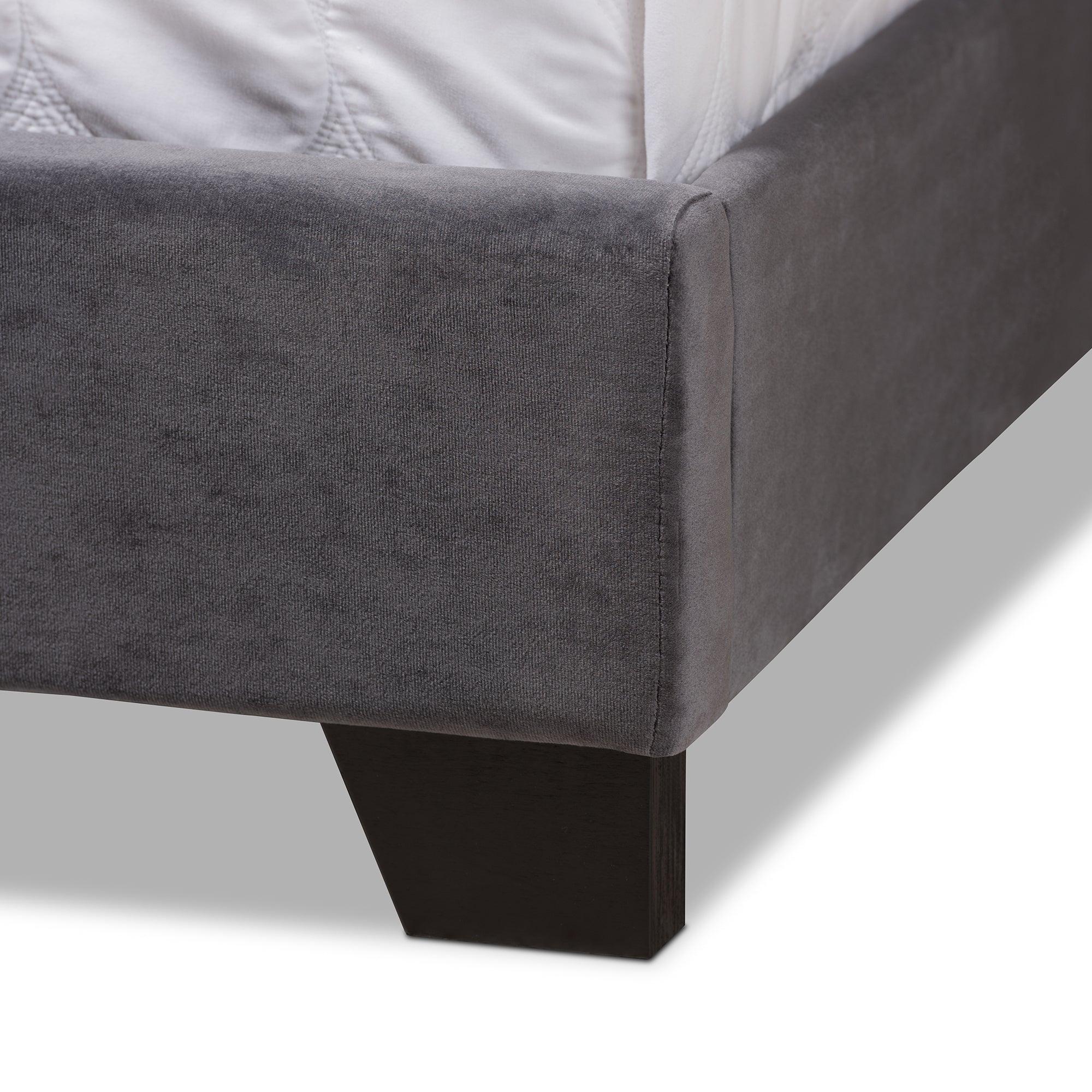 Candace Luxe and Glamour Dark Velvet Upholstered Bed