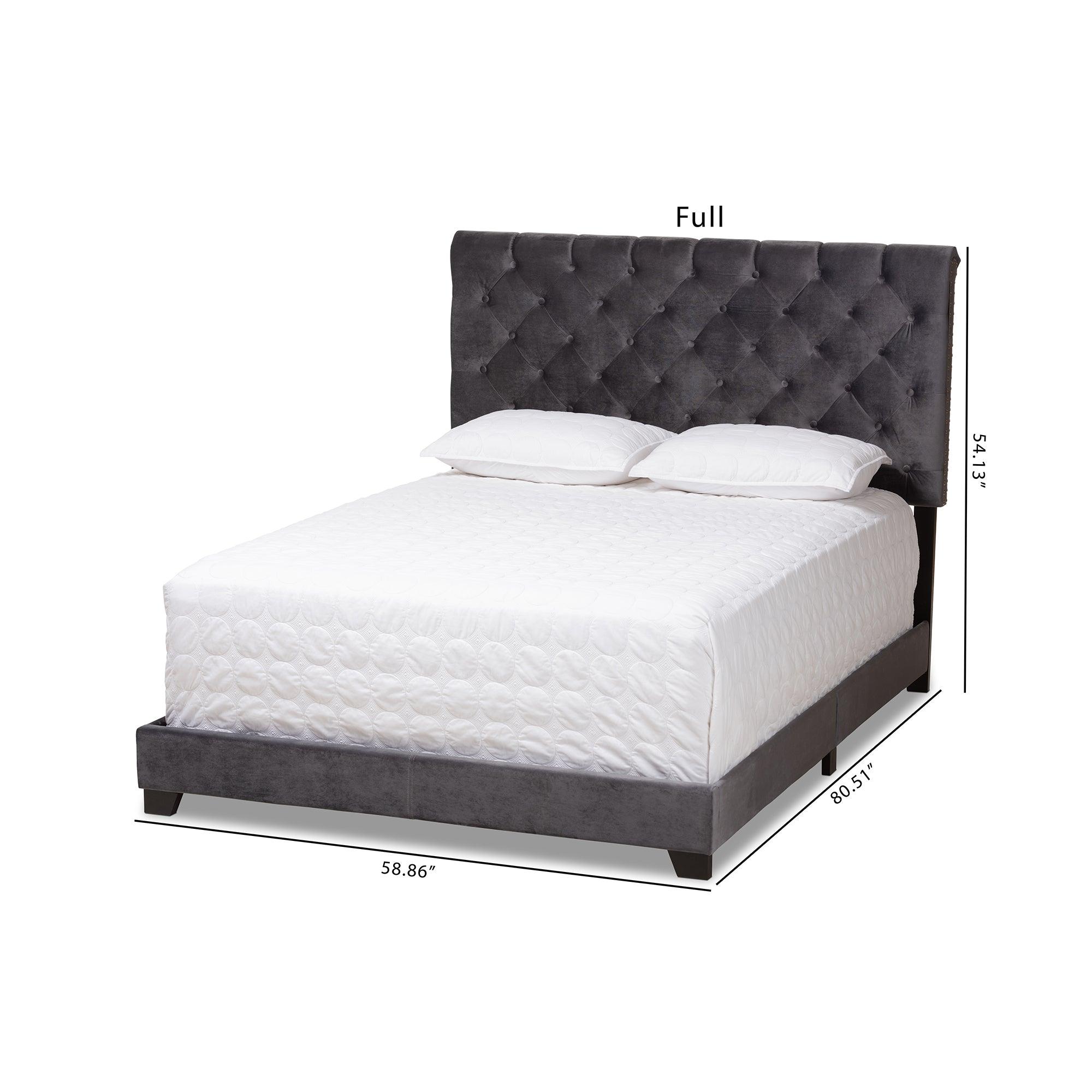 Candace Luxe and Glamour Dark Velvet Upholstered Bed