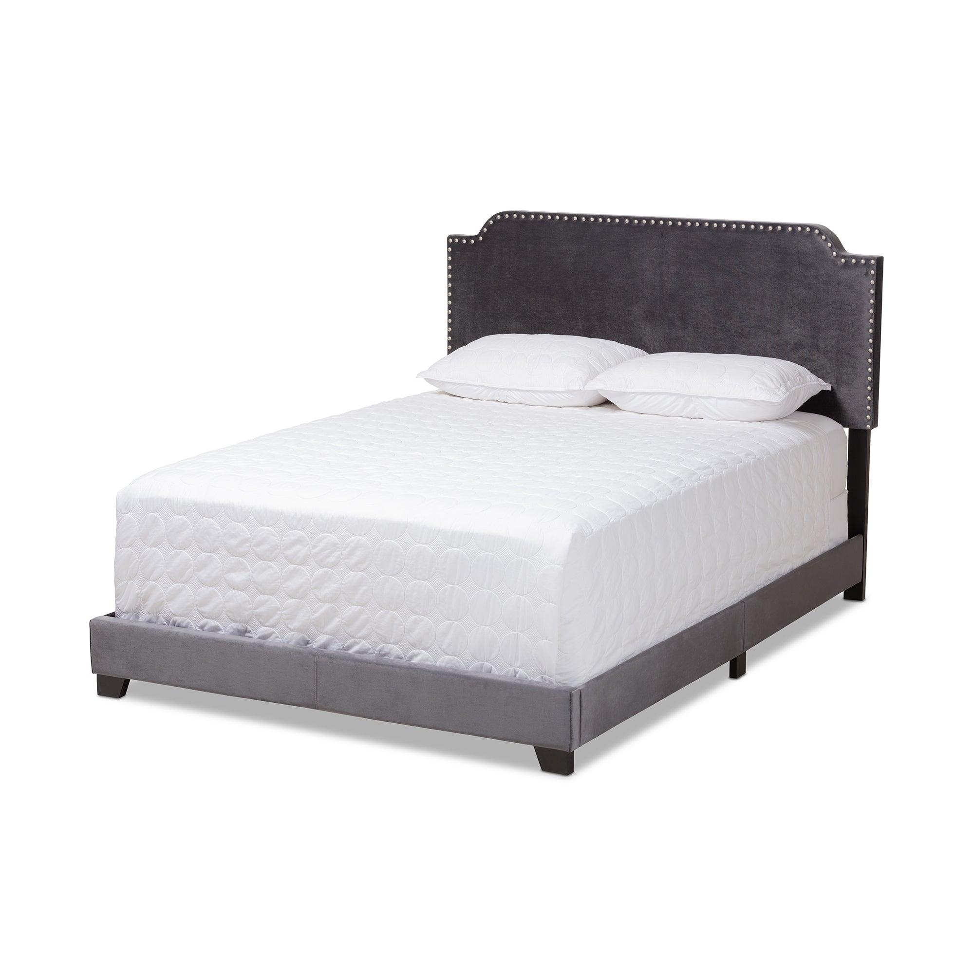 Darcy Luxe and Glamour Dark Velvet Upholstered Bed