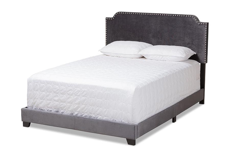 Darcy Luxe and Glamour Dark Velvet Upholstered Bed