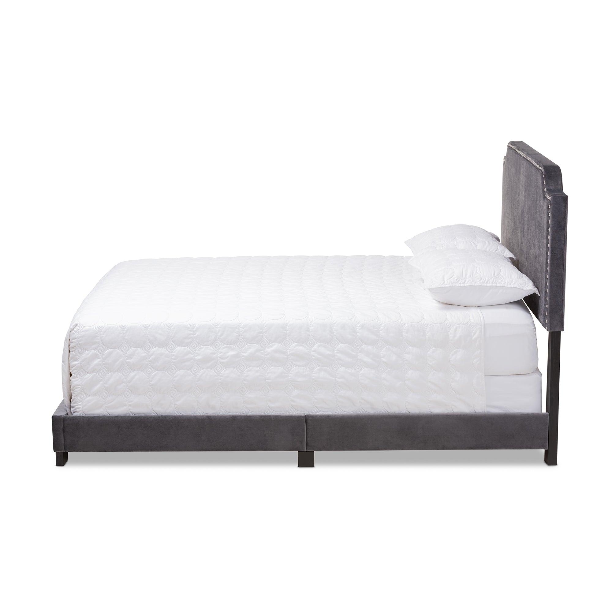 Darcy Luxe and Glamour Dark Velvet Upholstered Bed