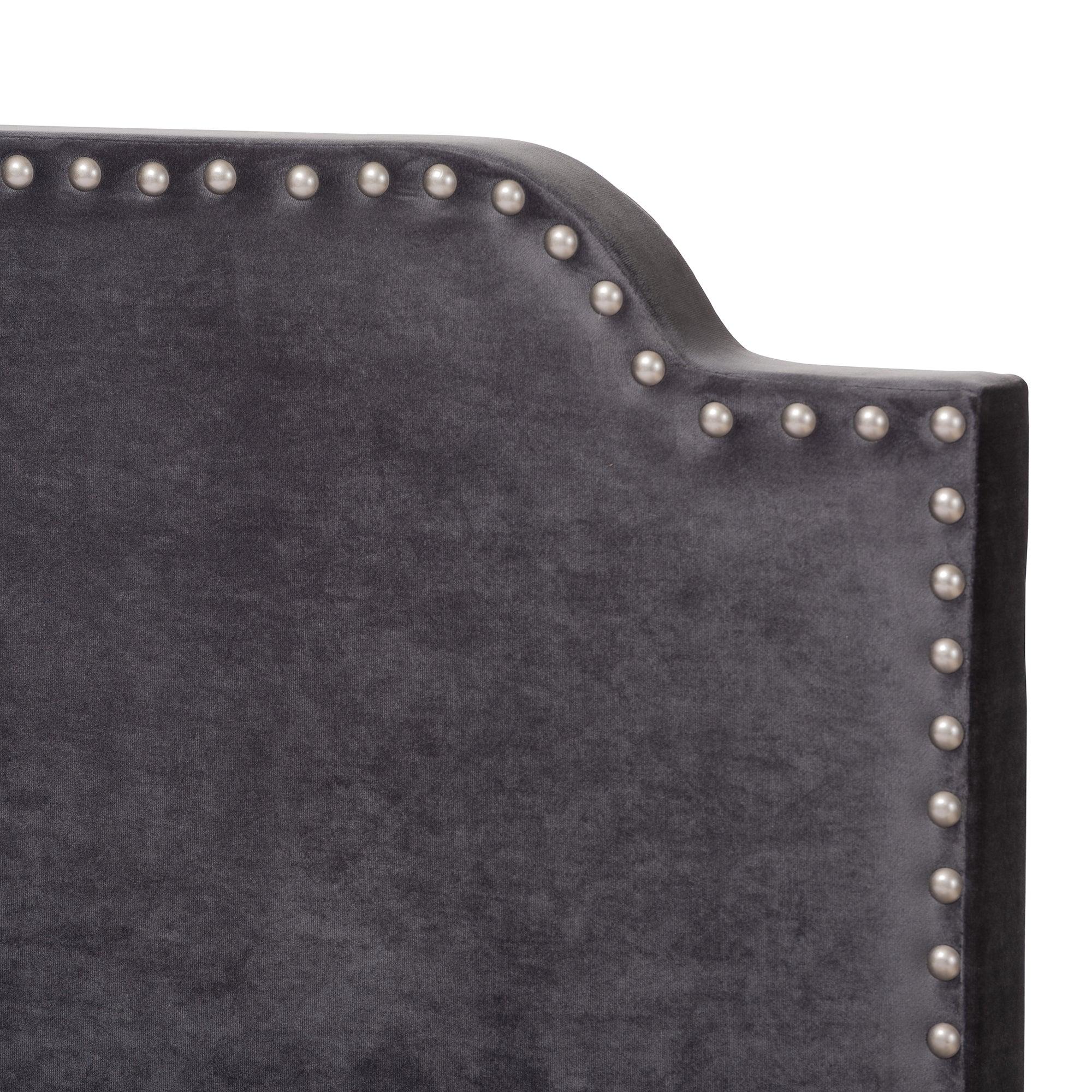 Darcy Luxe and Glamour Dark Velvet Upholstered Bed