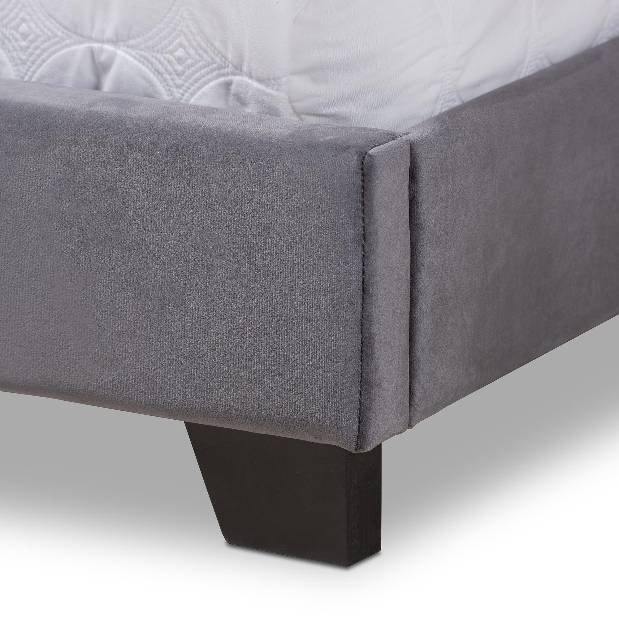 Darcy Luxe and Glamour Dark Velvet Upholstered Bed