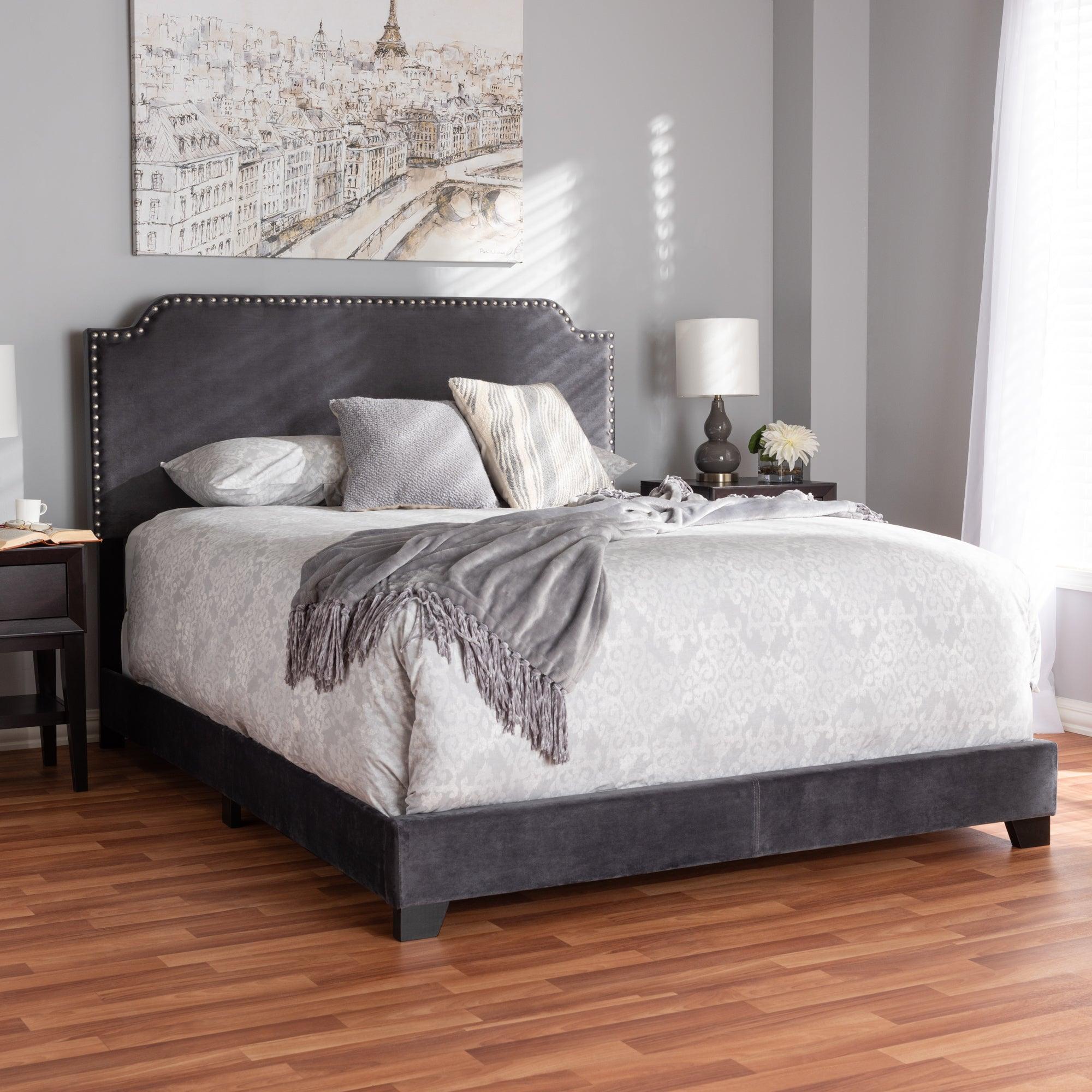 Darcy Luxe and Glamour Dark Velvet Upholstered Bed