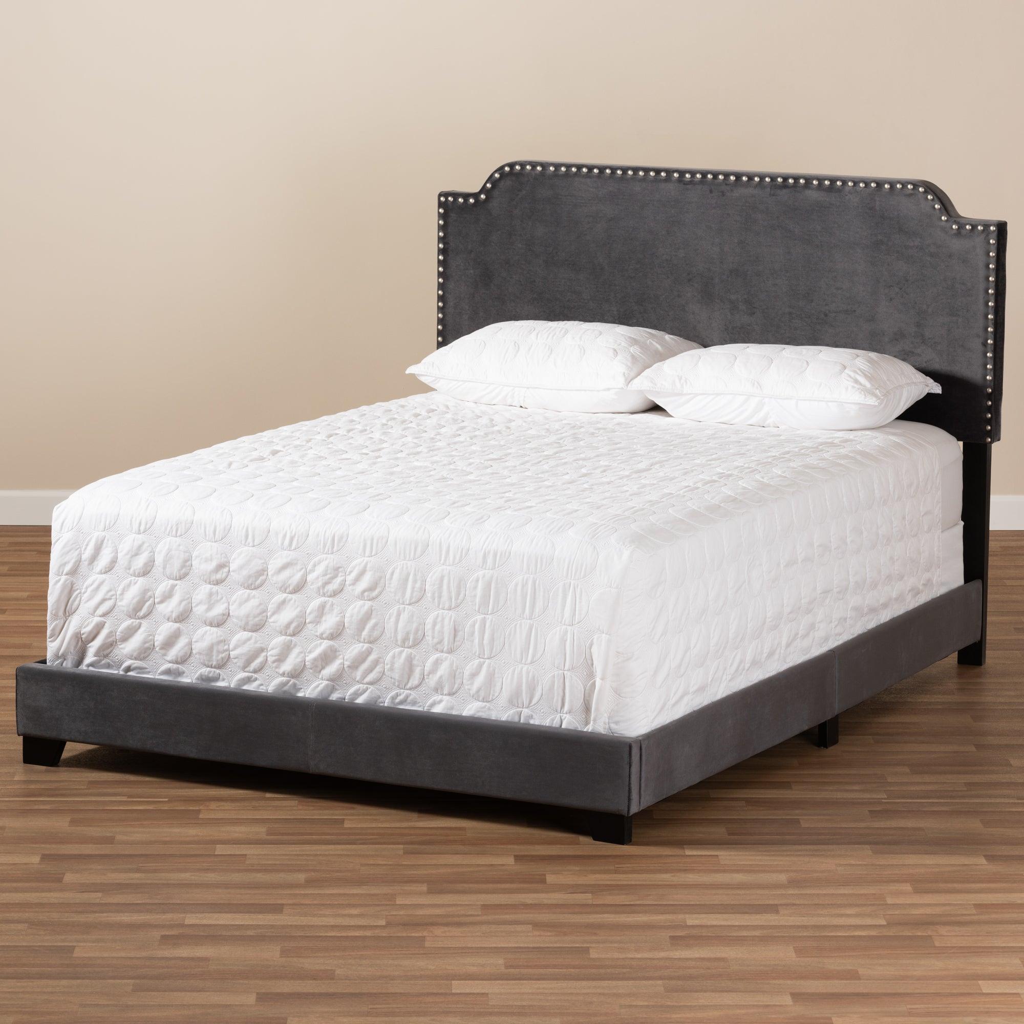 Darcy Luxe and Glamour Dark Velvet Upholstered Bed