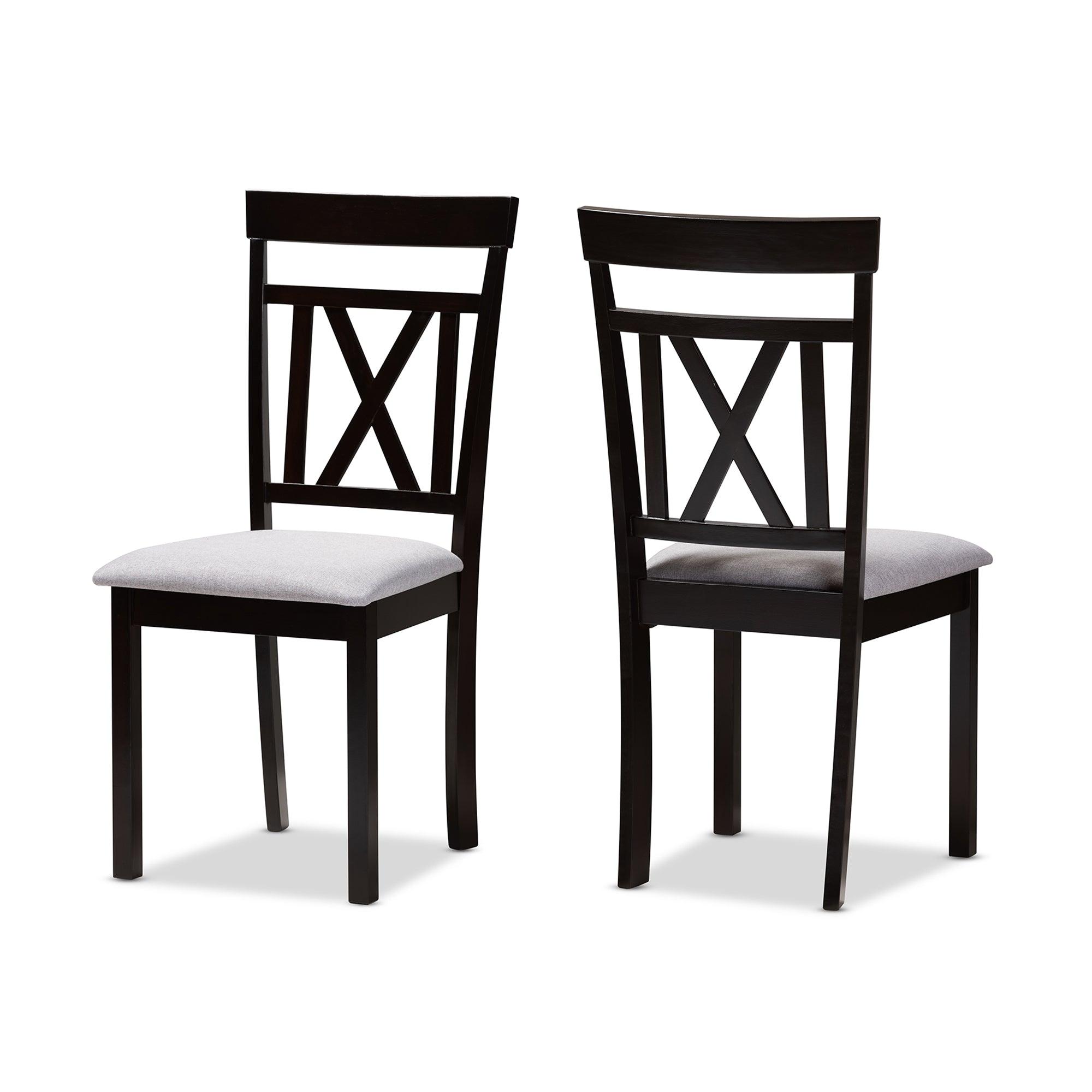 Rosie Modern and Contemporary Fabric Upholstered and Espresso Finished Dining Chair Set of 2