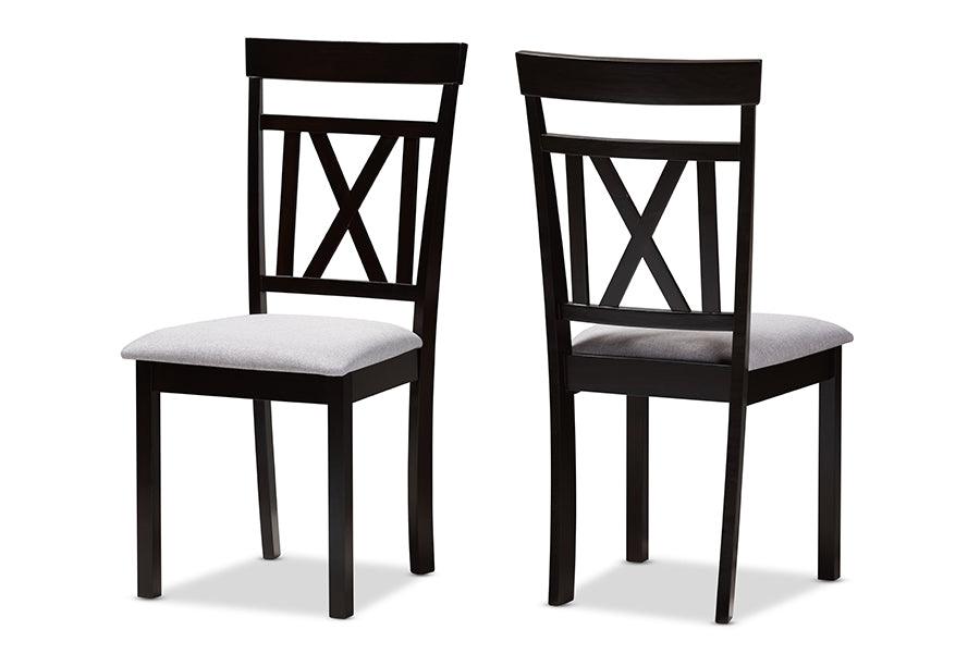 Rosie Modern and Contemporary Fabric Upholstered and Espresso Finished Dining Chair Set of 2