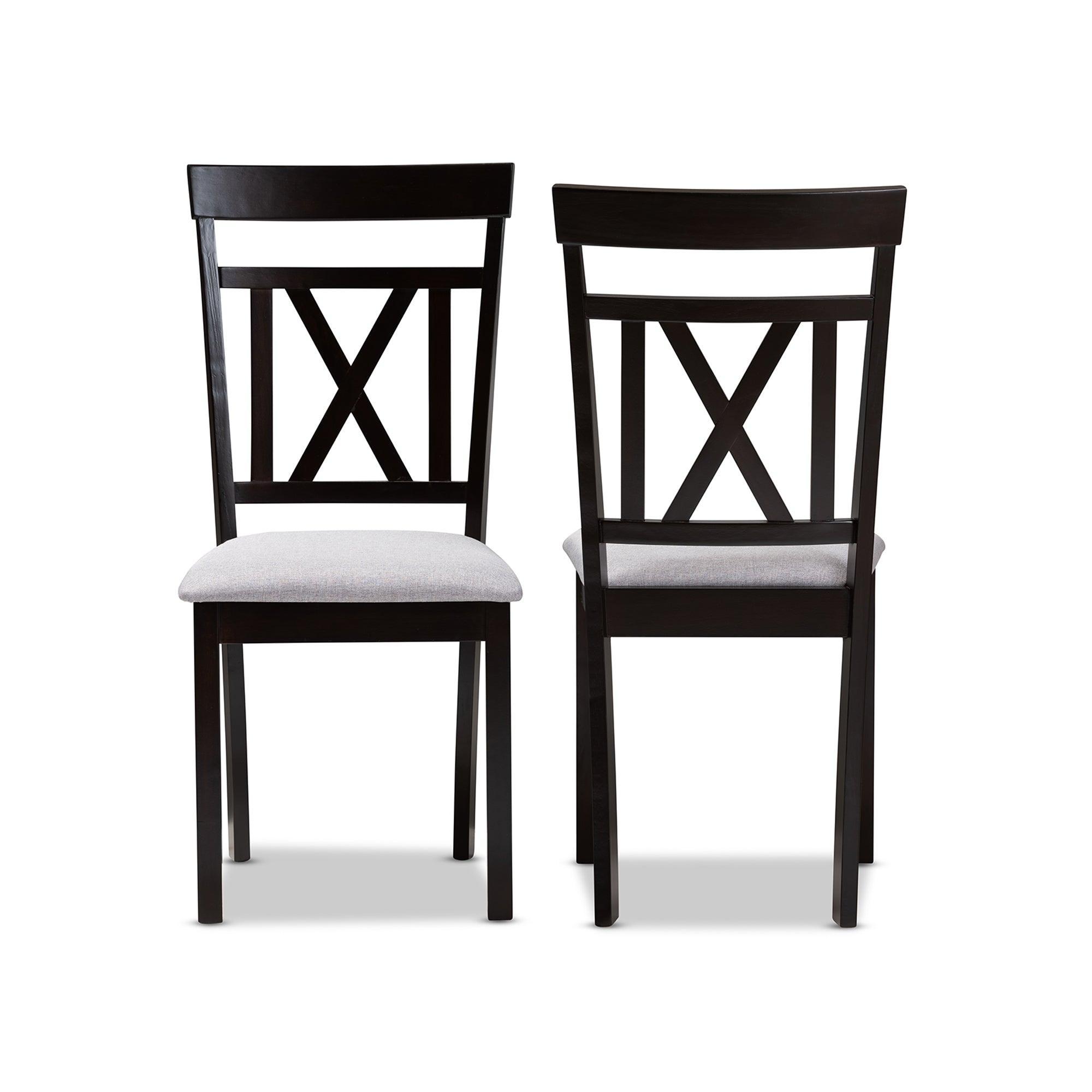 Rosie Modern and Contemporary Fabric Upholstered and Espresso Finished Dining Chair Set of 2