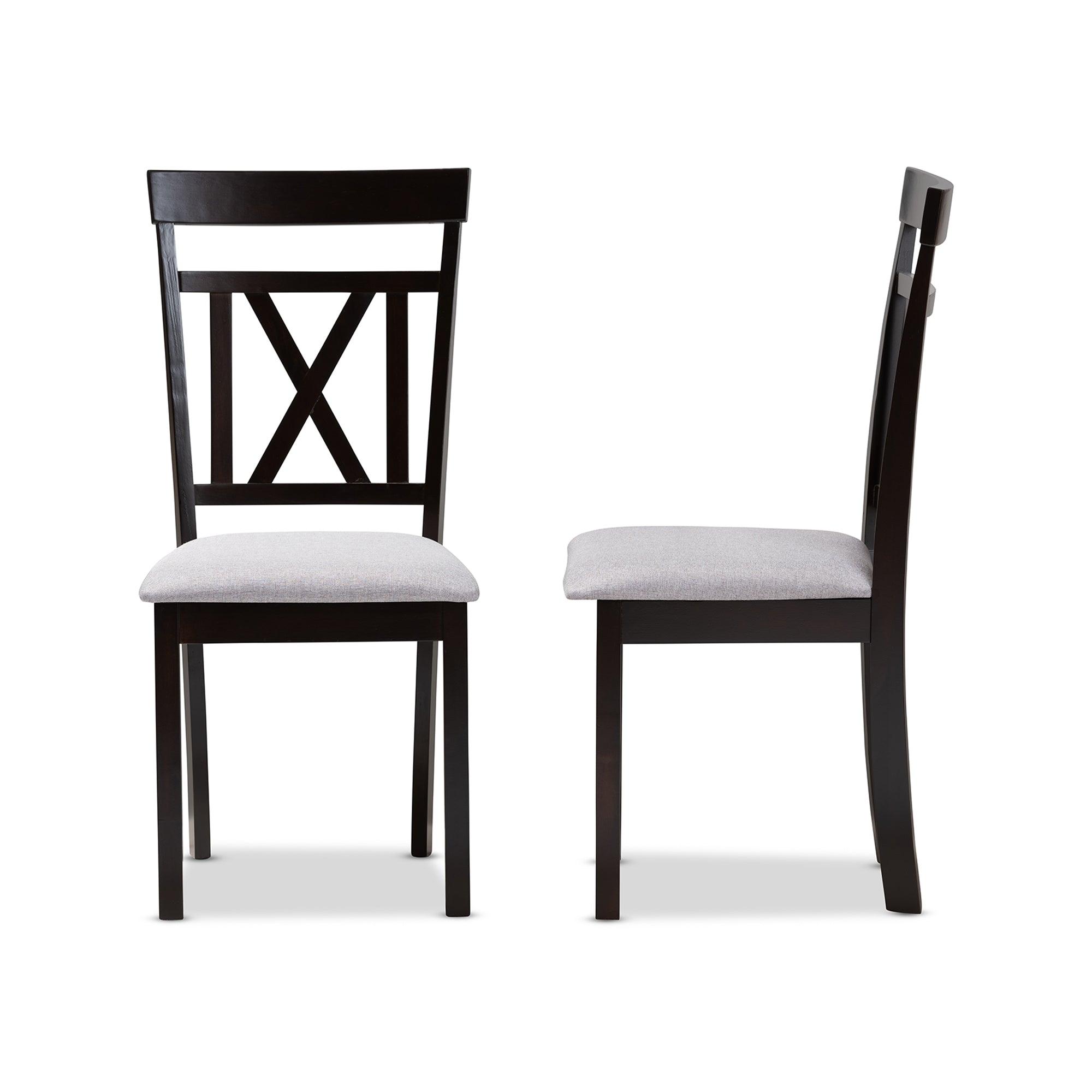 Rosie Modern and Contemporary Fabric Upholstered and Espresso Finished Dining Chair Set of 2