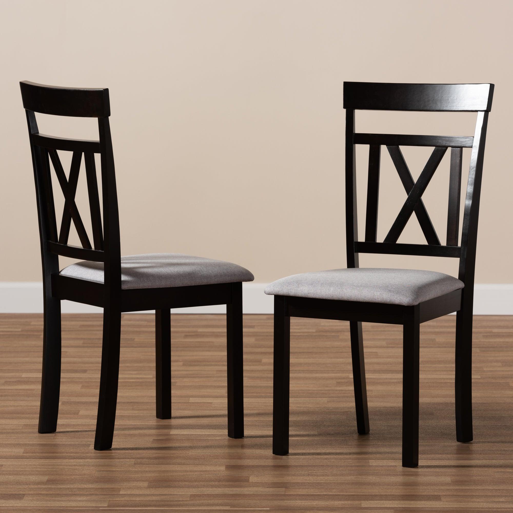 Rosie Modern and Contemporary Fabric Upholstered and Espresso Finished Dining Chair Set of 2