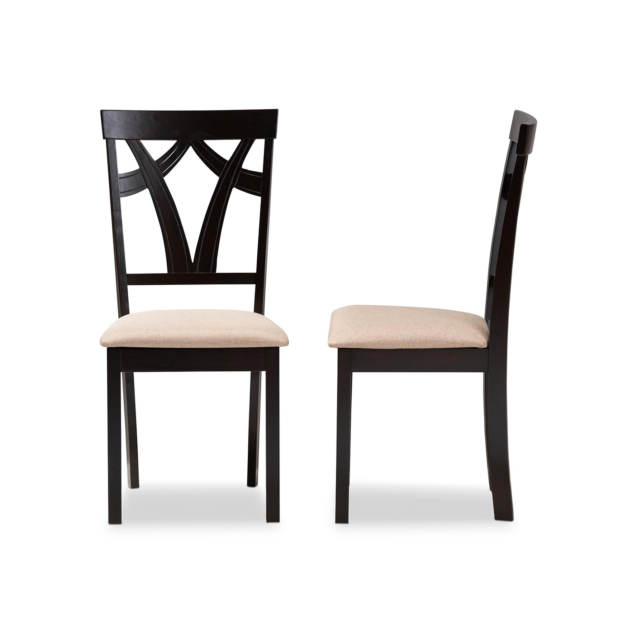 Sylvia Modern and Contemporary Sand Fabric Upholstered and Espresso Finished Dining Chair Set of 2