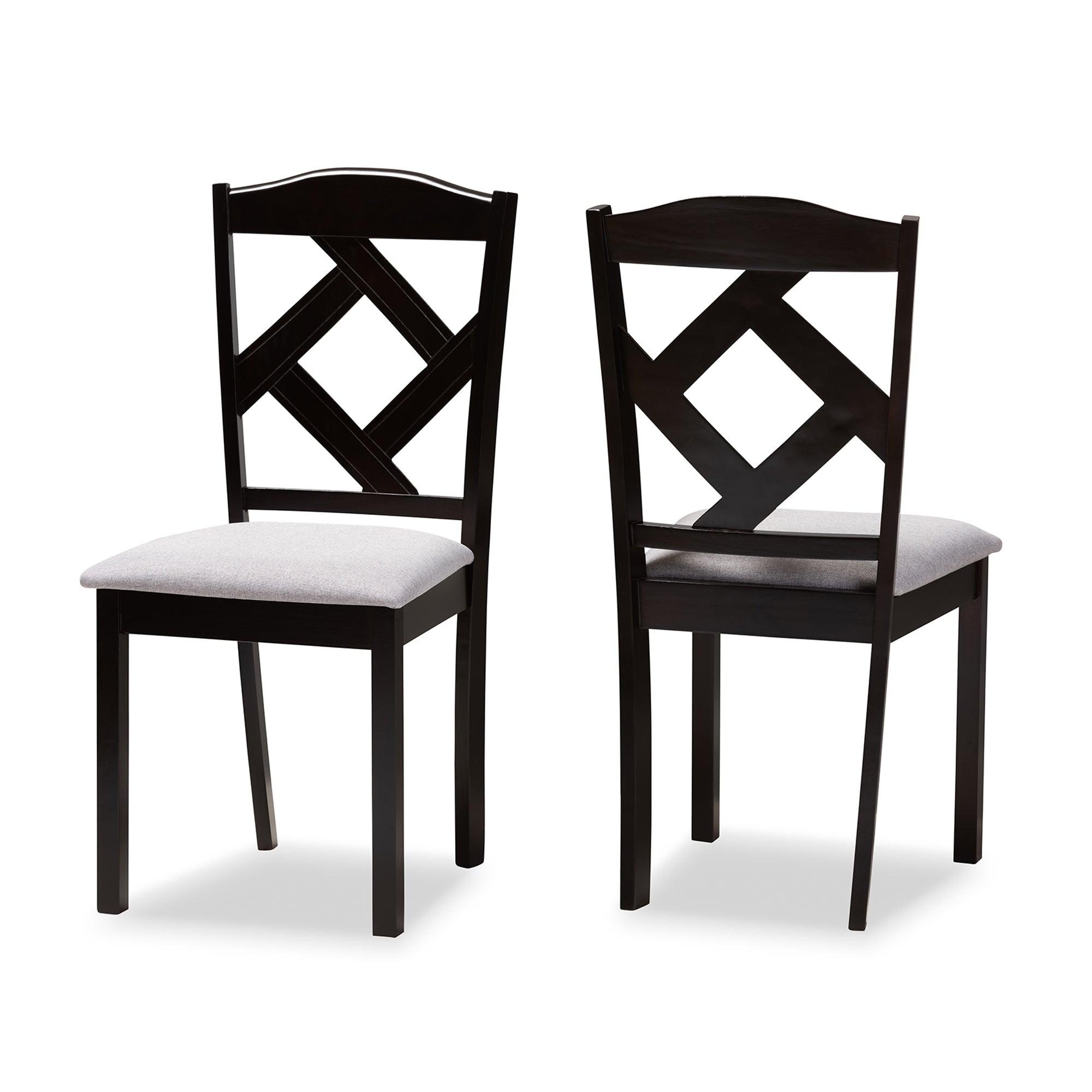 Ruth Modern and Contemporary Fabric Upholstered and Espresso Finished Dining Chair Set of 2