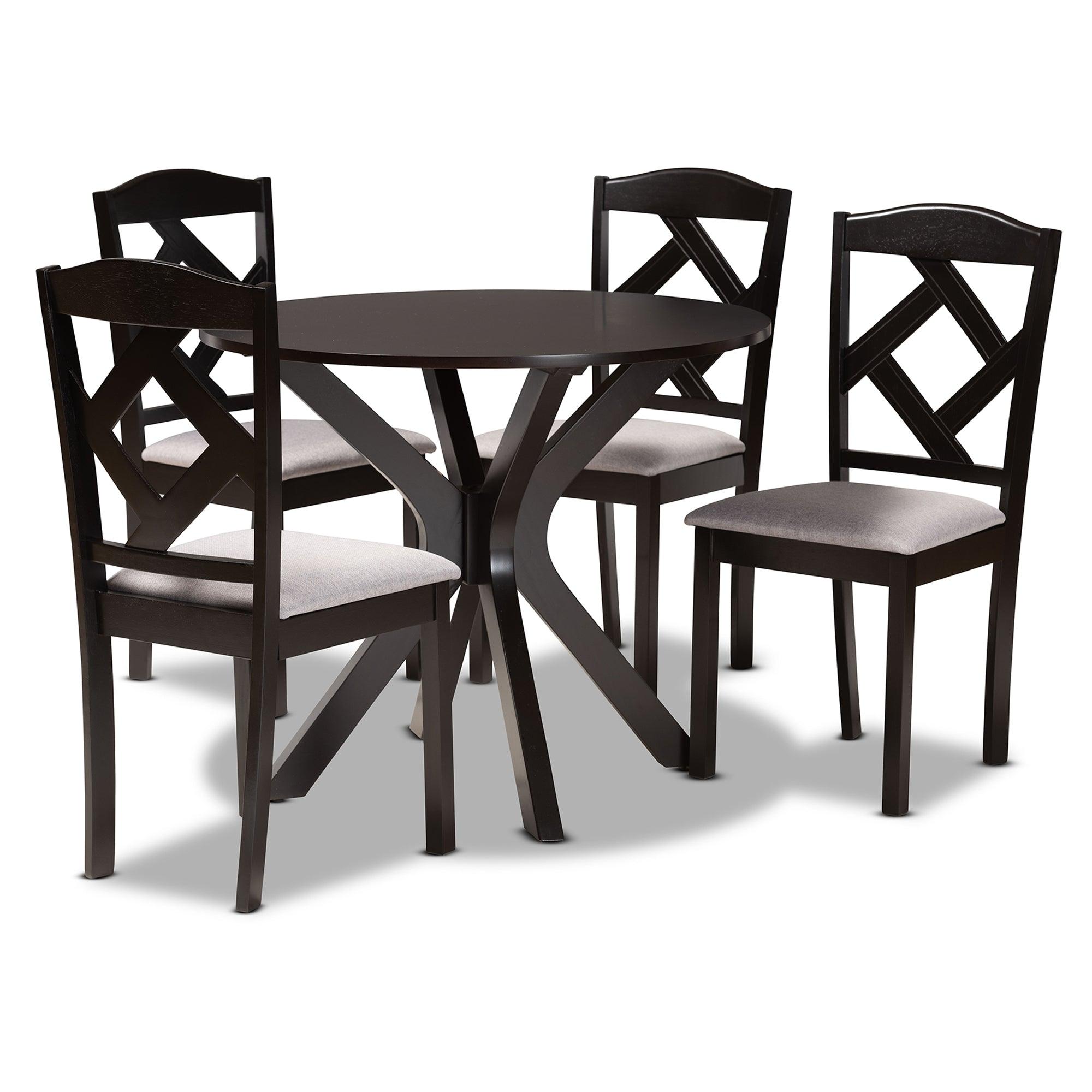 Carlin Modern Transitional Fabric Upholstered and Finished Wood 5-Piece Dining Set