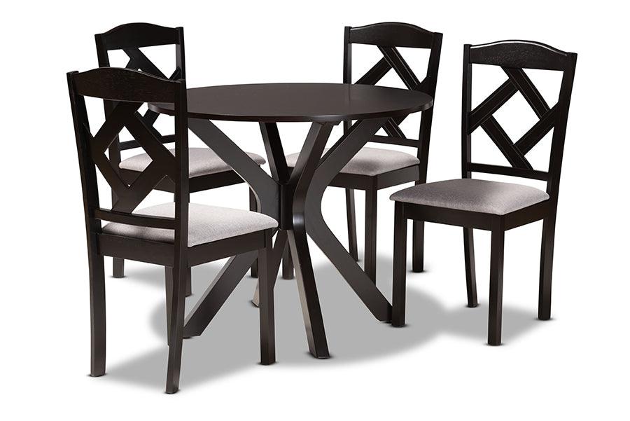 Carlin Modern Transitional Fabric Upholstered and Finished Wood 5-Piece Dining Set